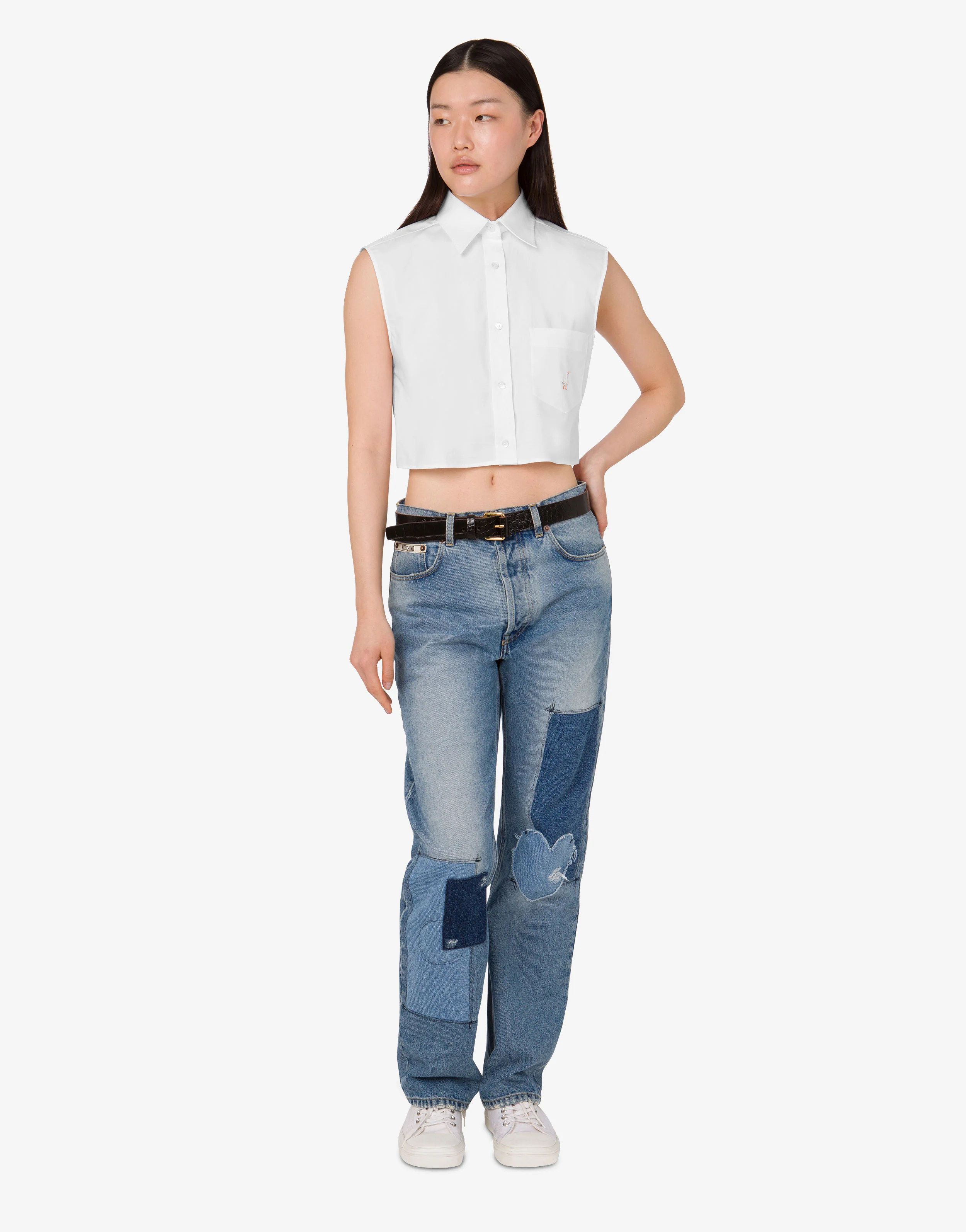Camicia crop in popeline di cotone Goose - Image 3