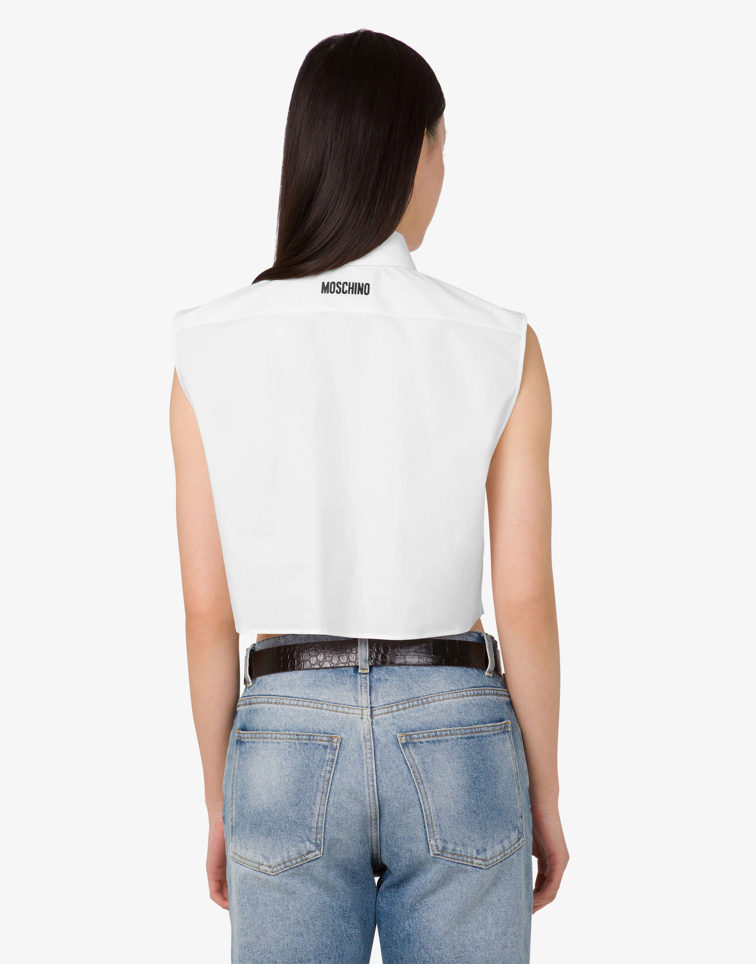 Camicia crop in popeline di cotone Goose - Image 4
