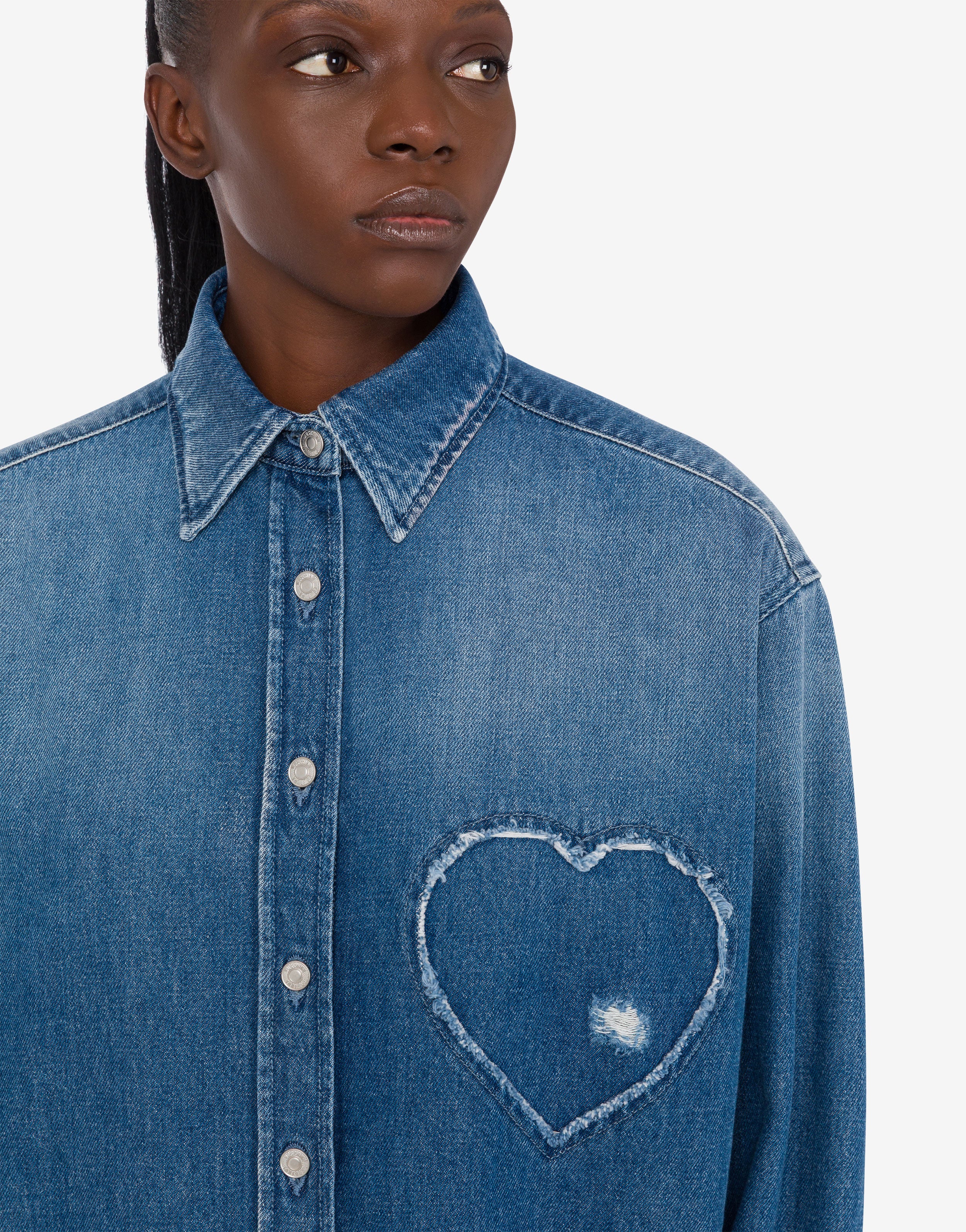 Camicia in denim blu di cotone - Image 2