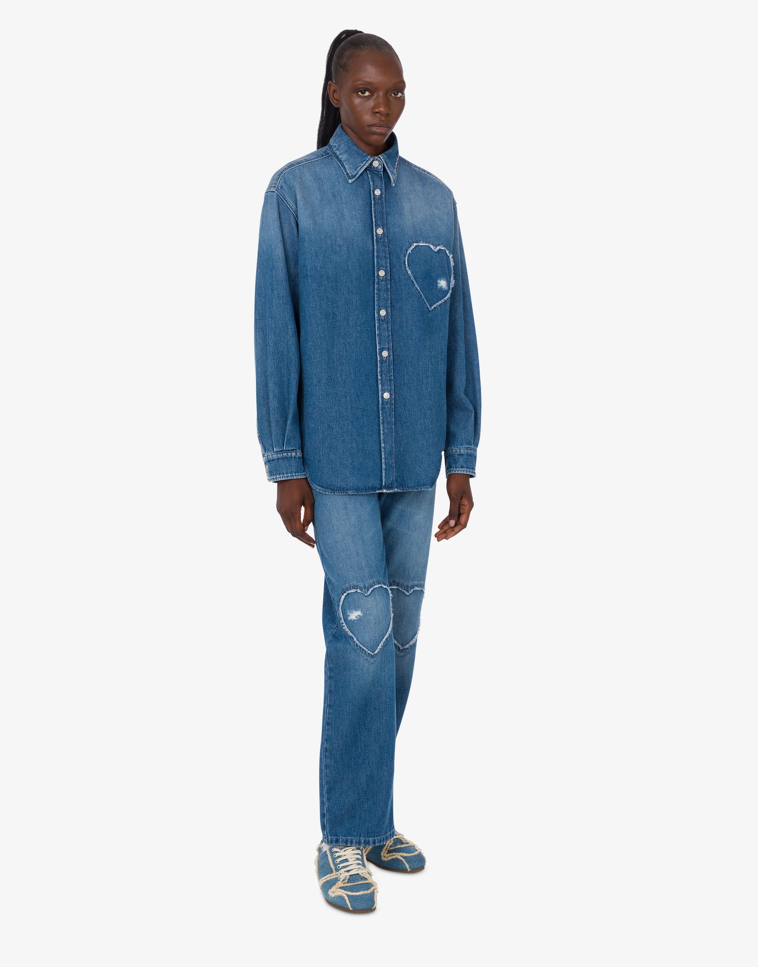 Camicia in denim blu di cotone - Image 3