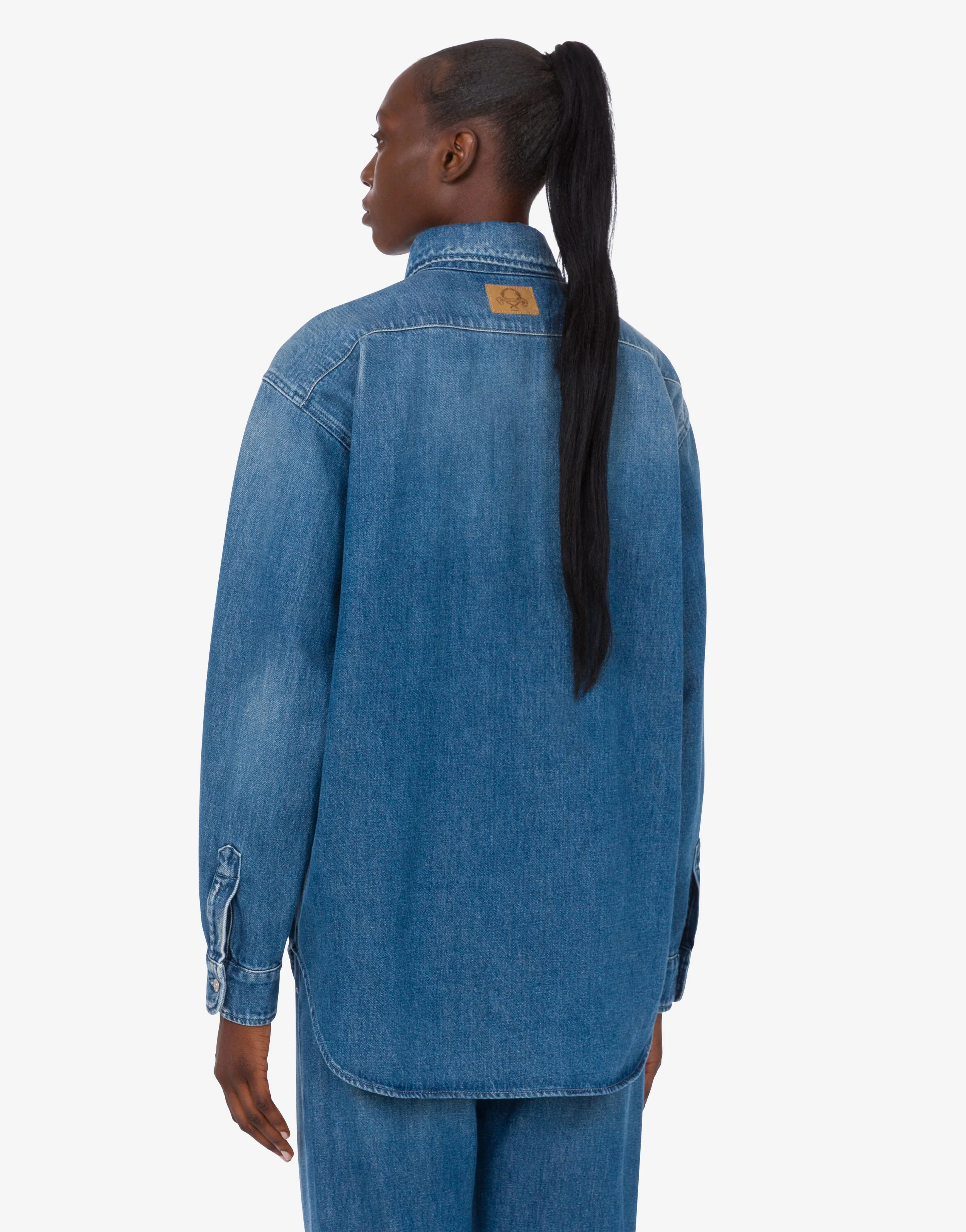 Camicia in denim blu di cotone - Image 4