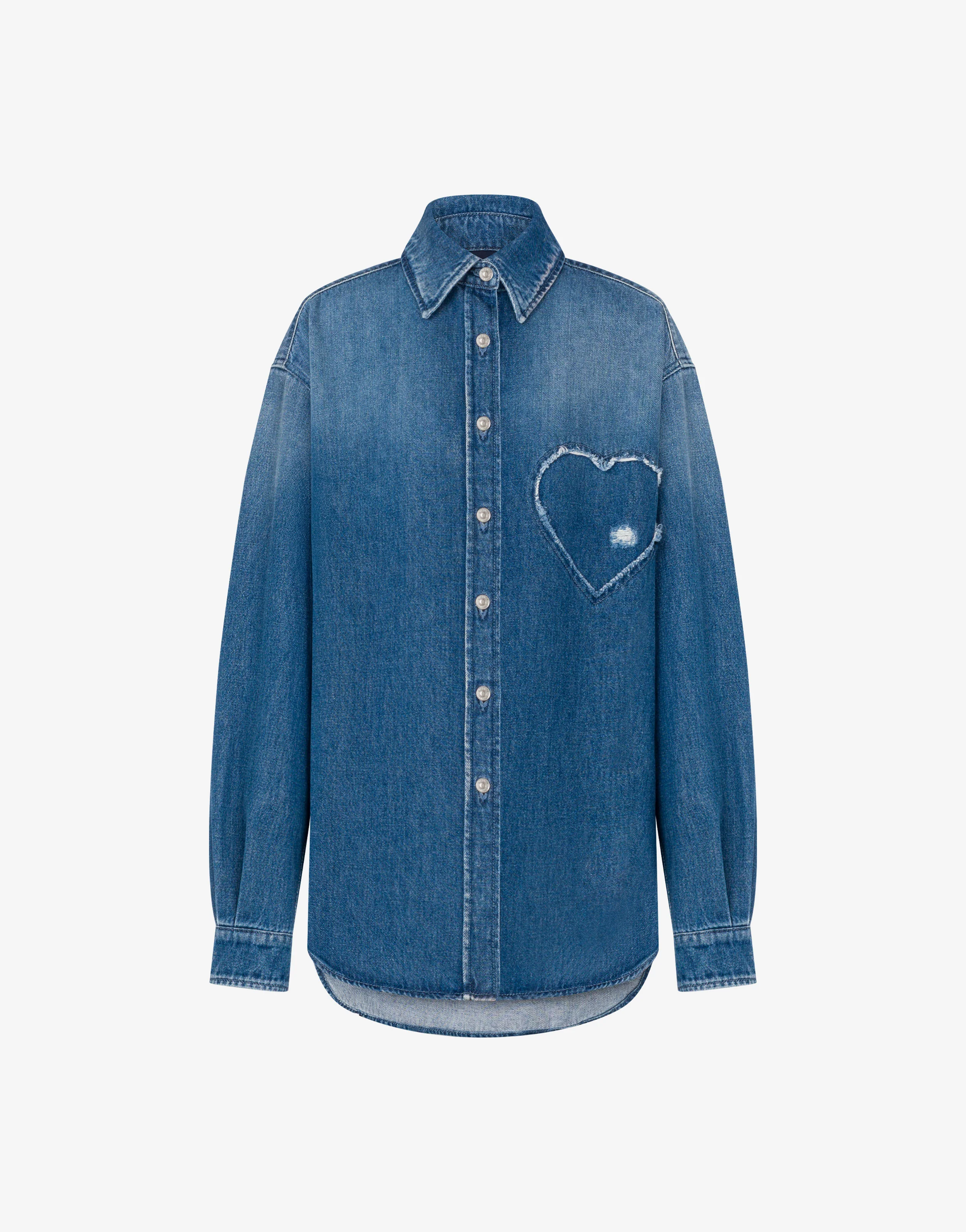 Camicia in denim blu di cotone - Image 5