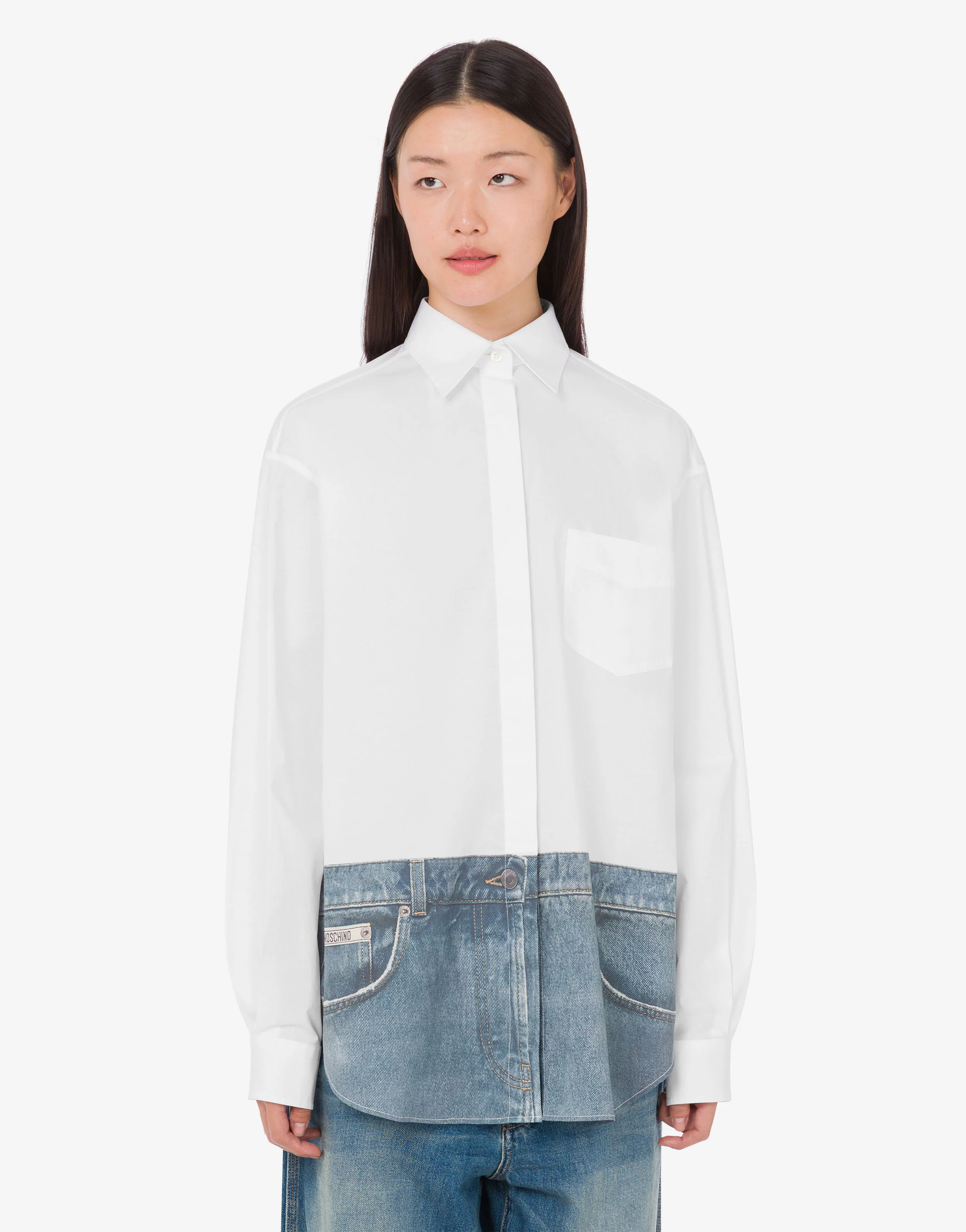 Camicia in popeline di cotone stretch stampata