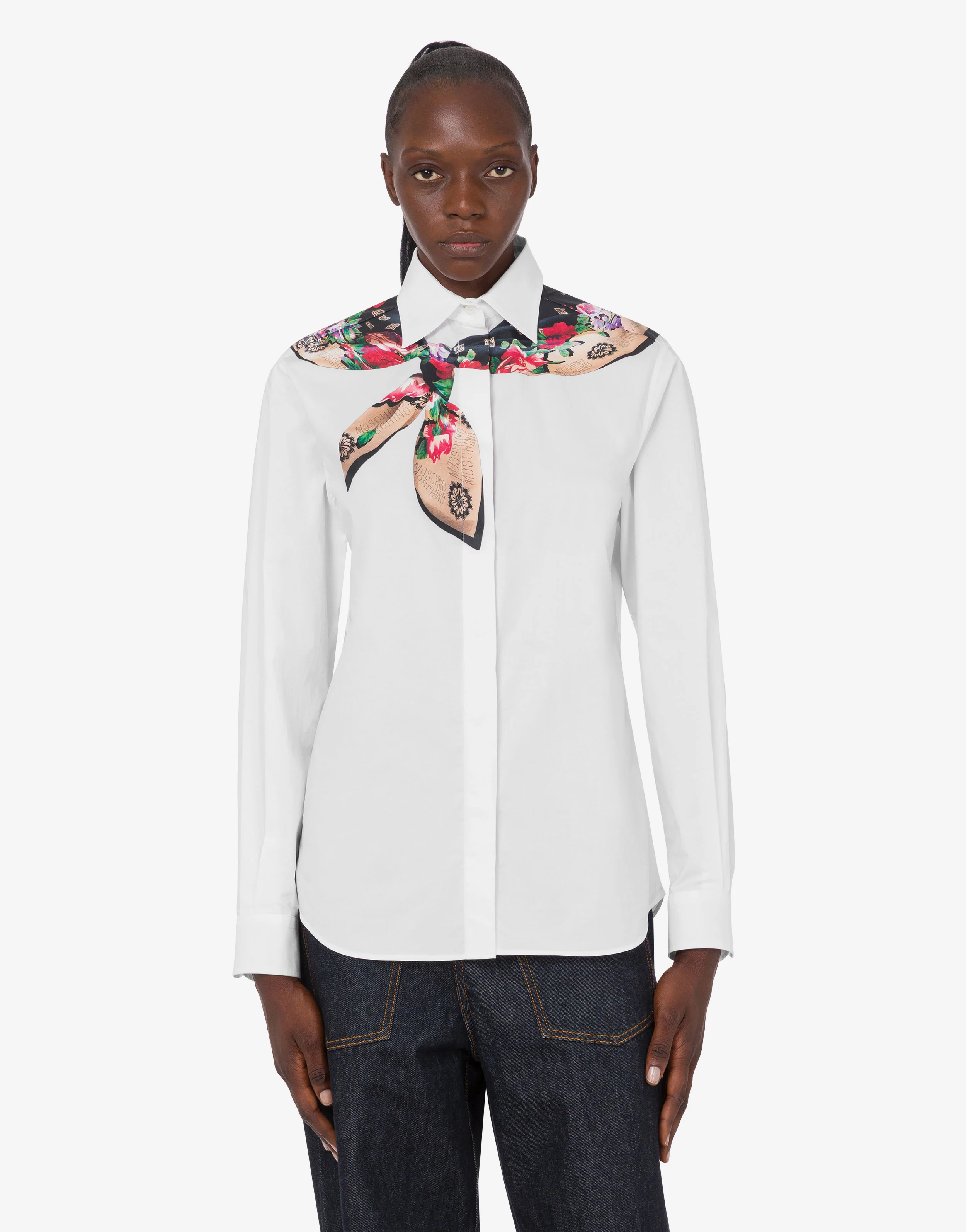Camicia in popeline di cotone stretch stampata