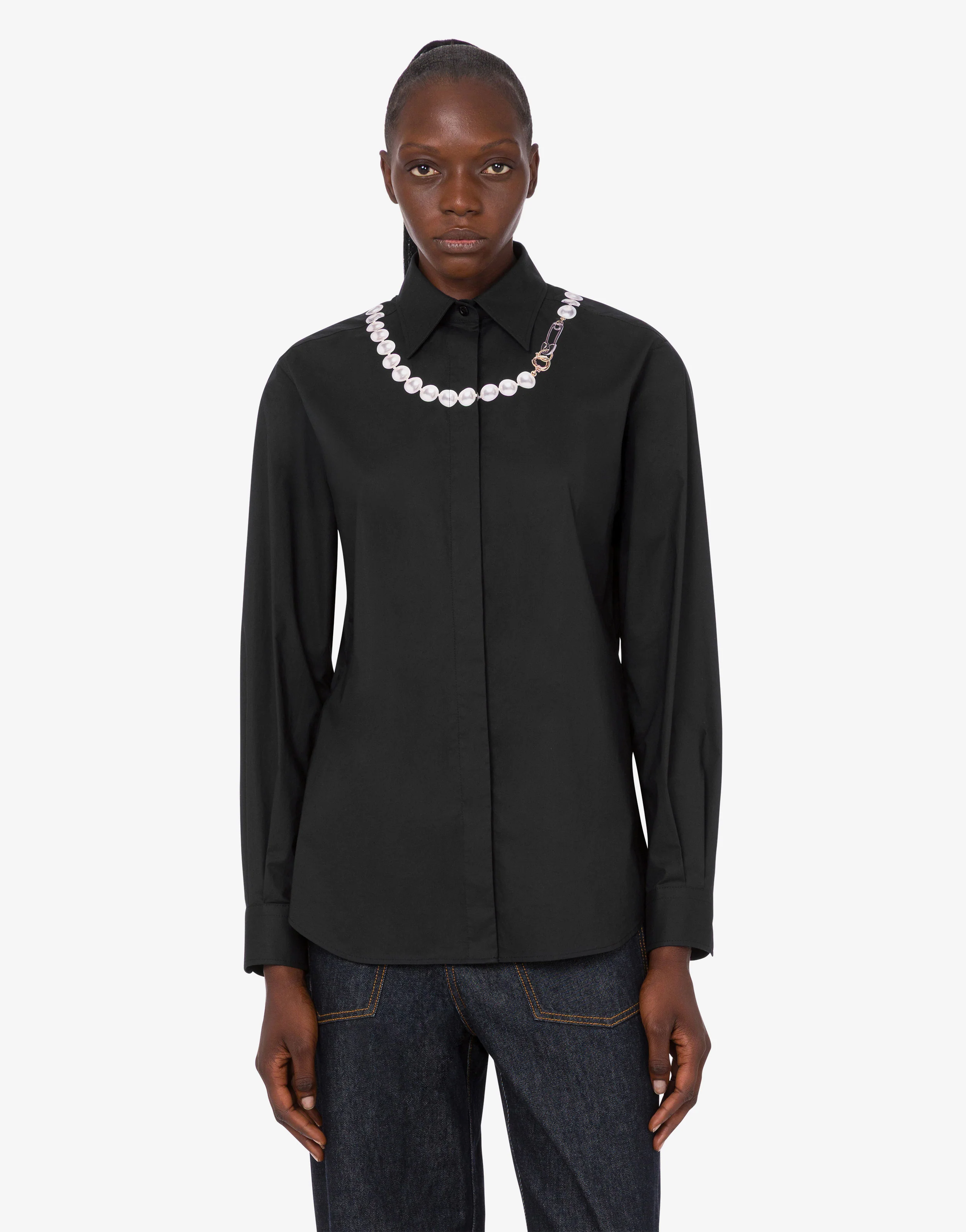 Camicia in popeline di cotone stretch stampata