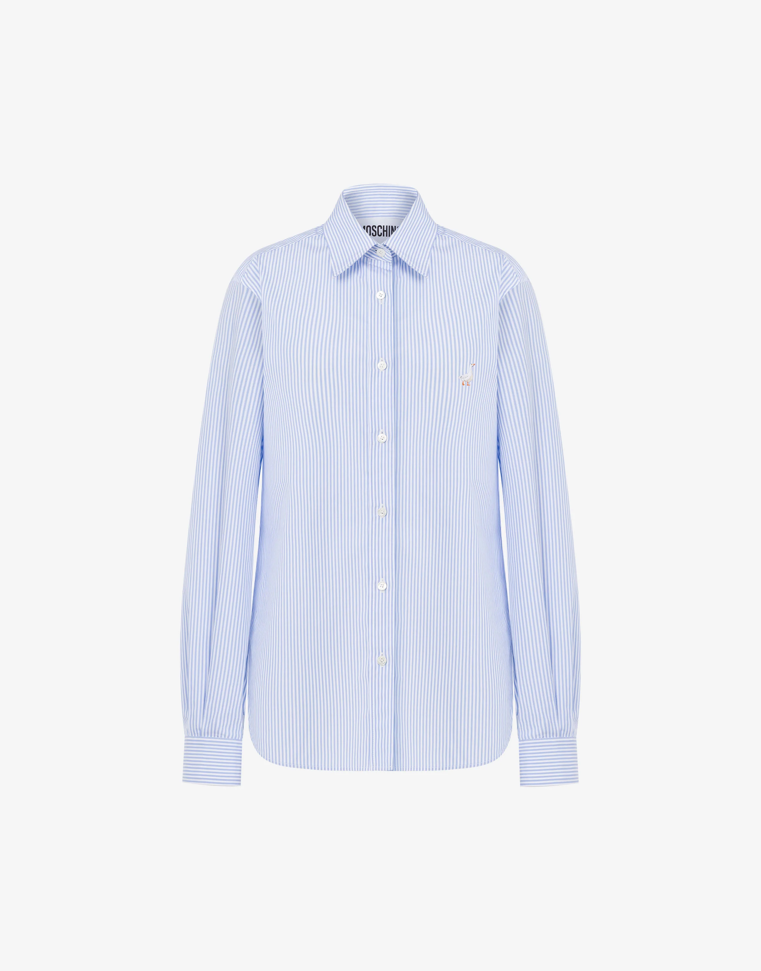 Camicia in popeline rigato Goose Embroidery