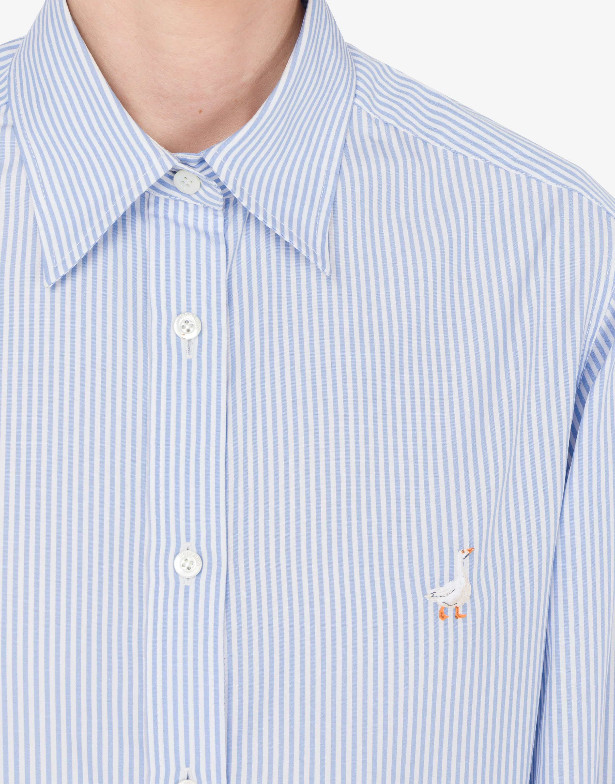 Camicia in popeline rigato Goose Embroidery - Image 4