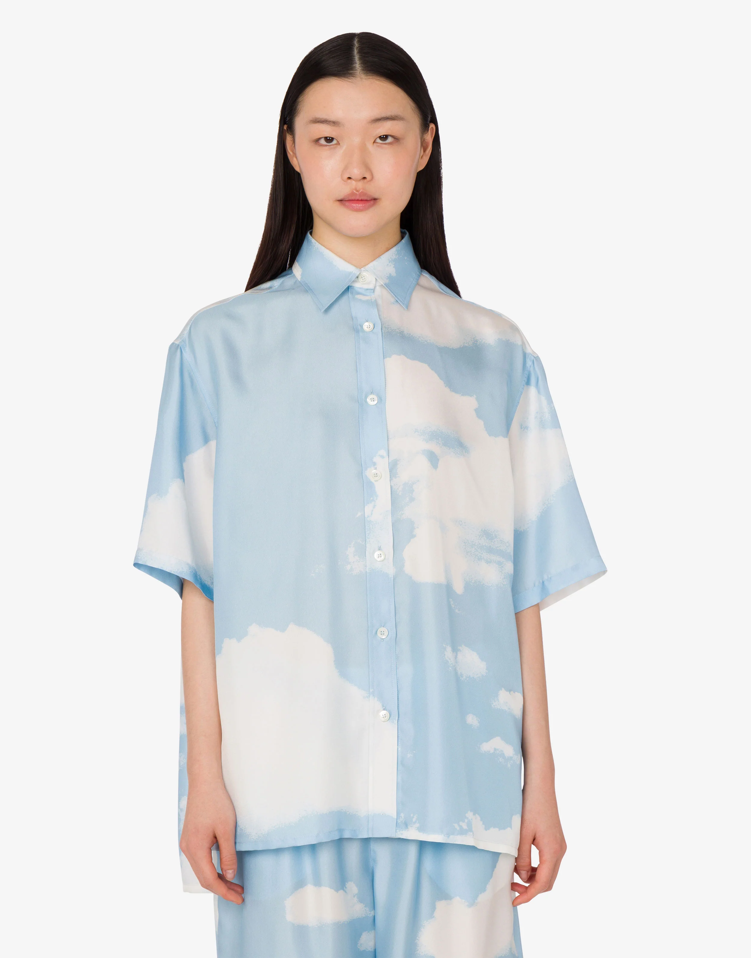 Camicia in twill di seta Archive Clouds
