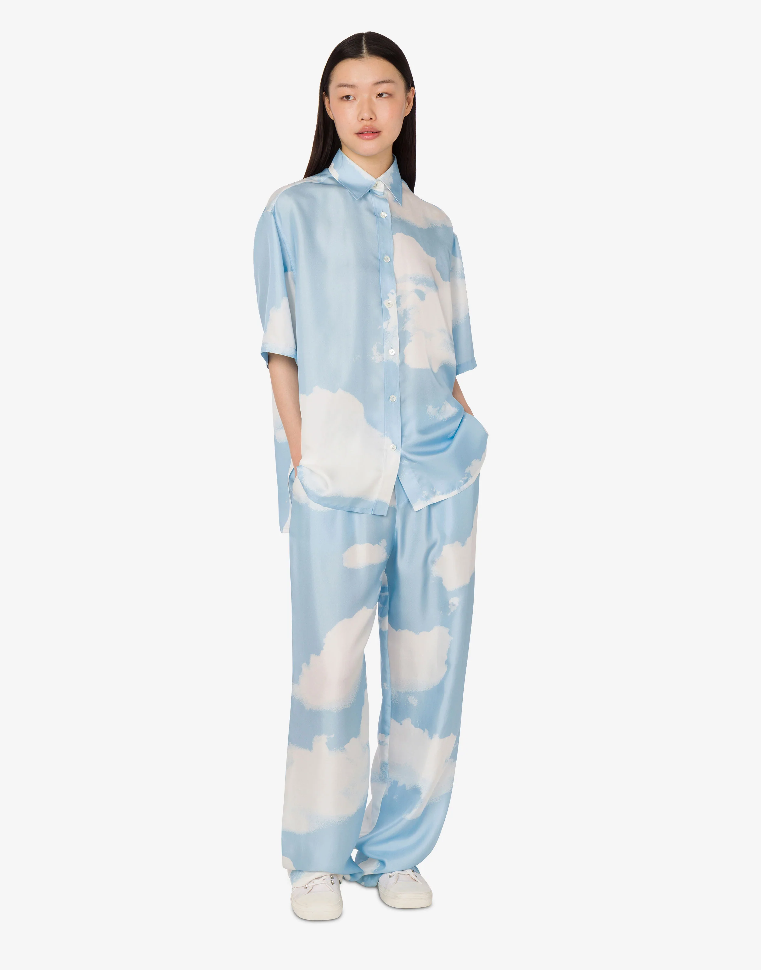 Camicia in twill di seta Archive Clouds - Image 3