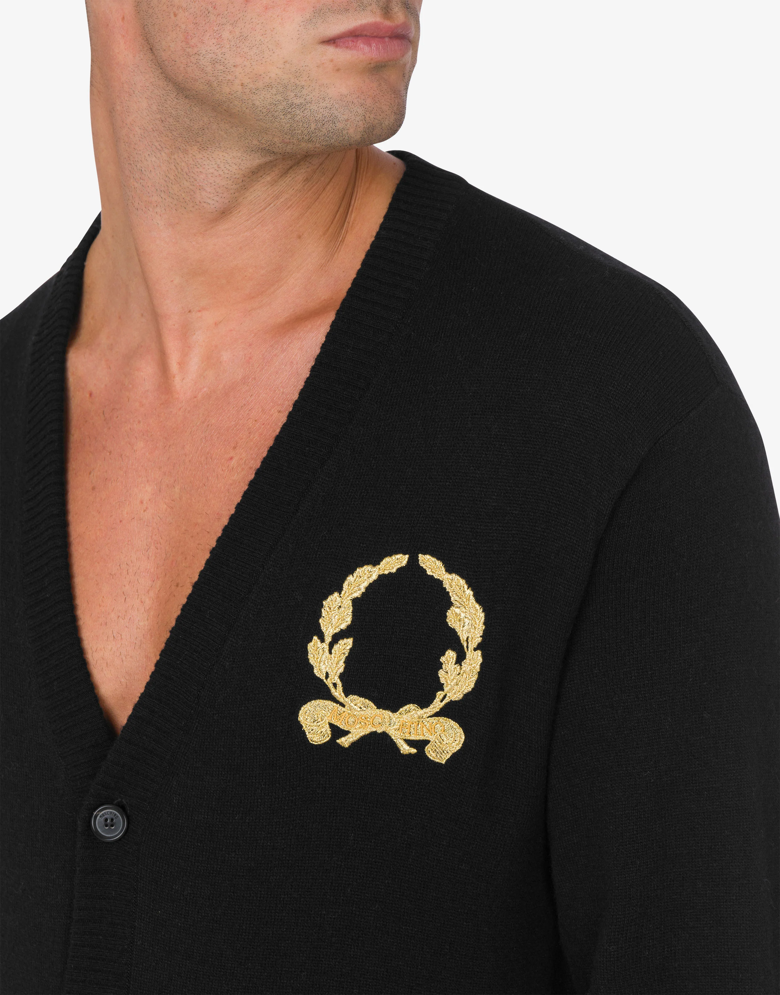 Cardigan in lana e cashmere Laurel Crown Embroidery - Image 4