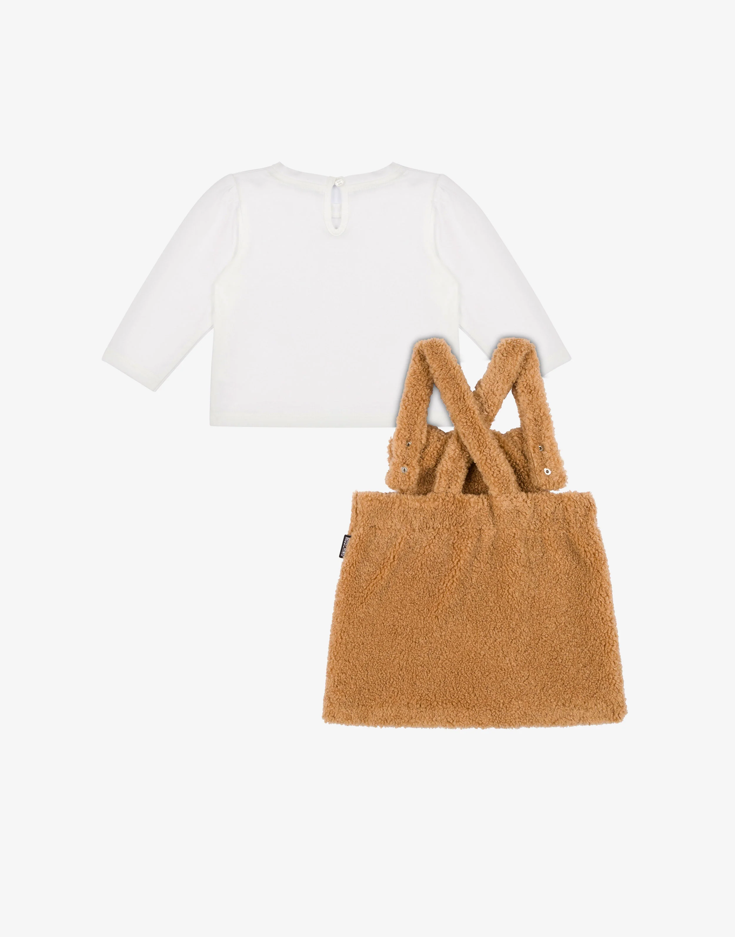 Completo t-shirt in jersey di cotone e salopette in tessuto soft - Image 2