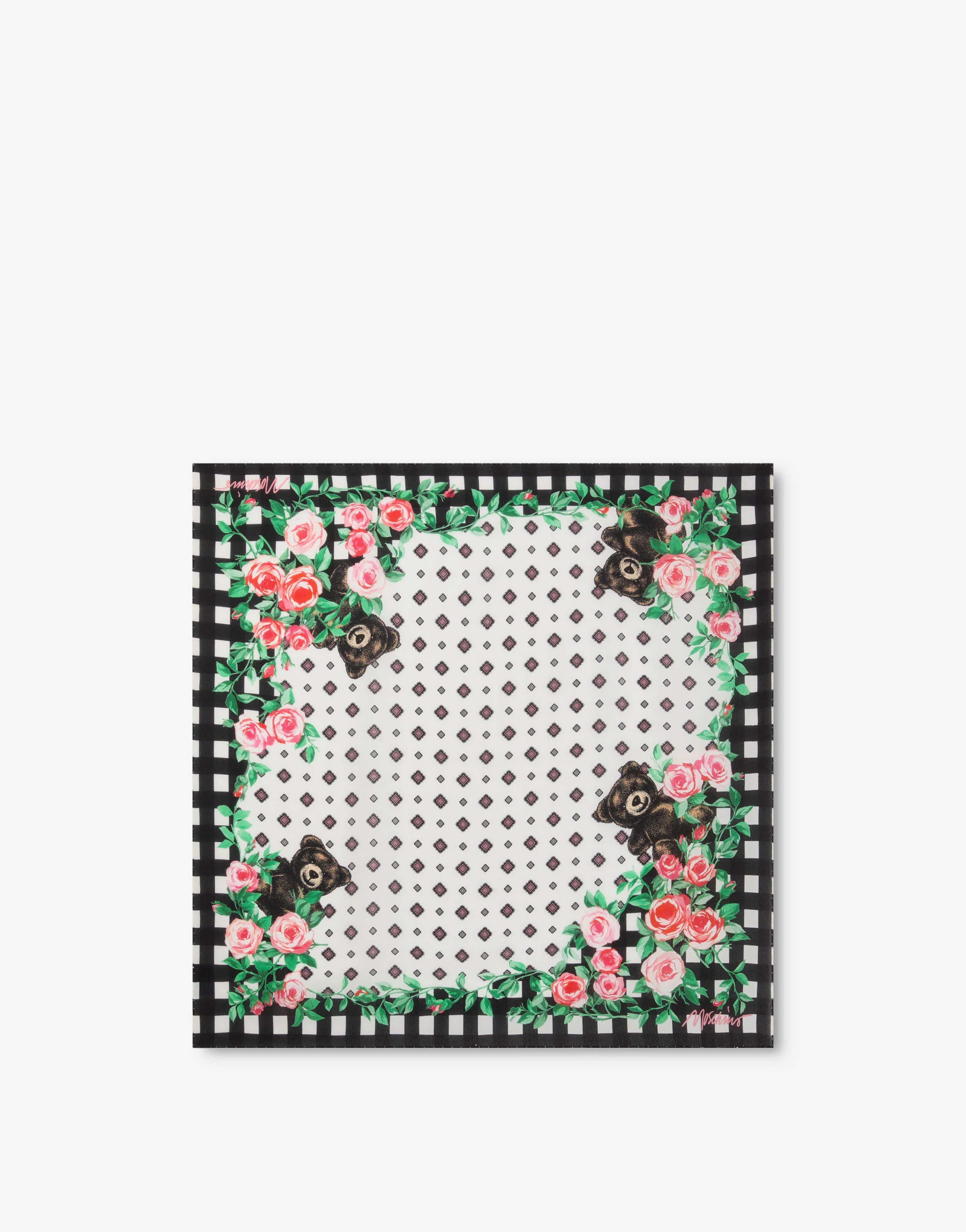 Foulard in seta stampato Moschino Teddy Bear