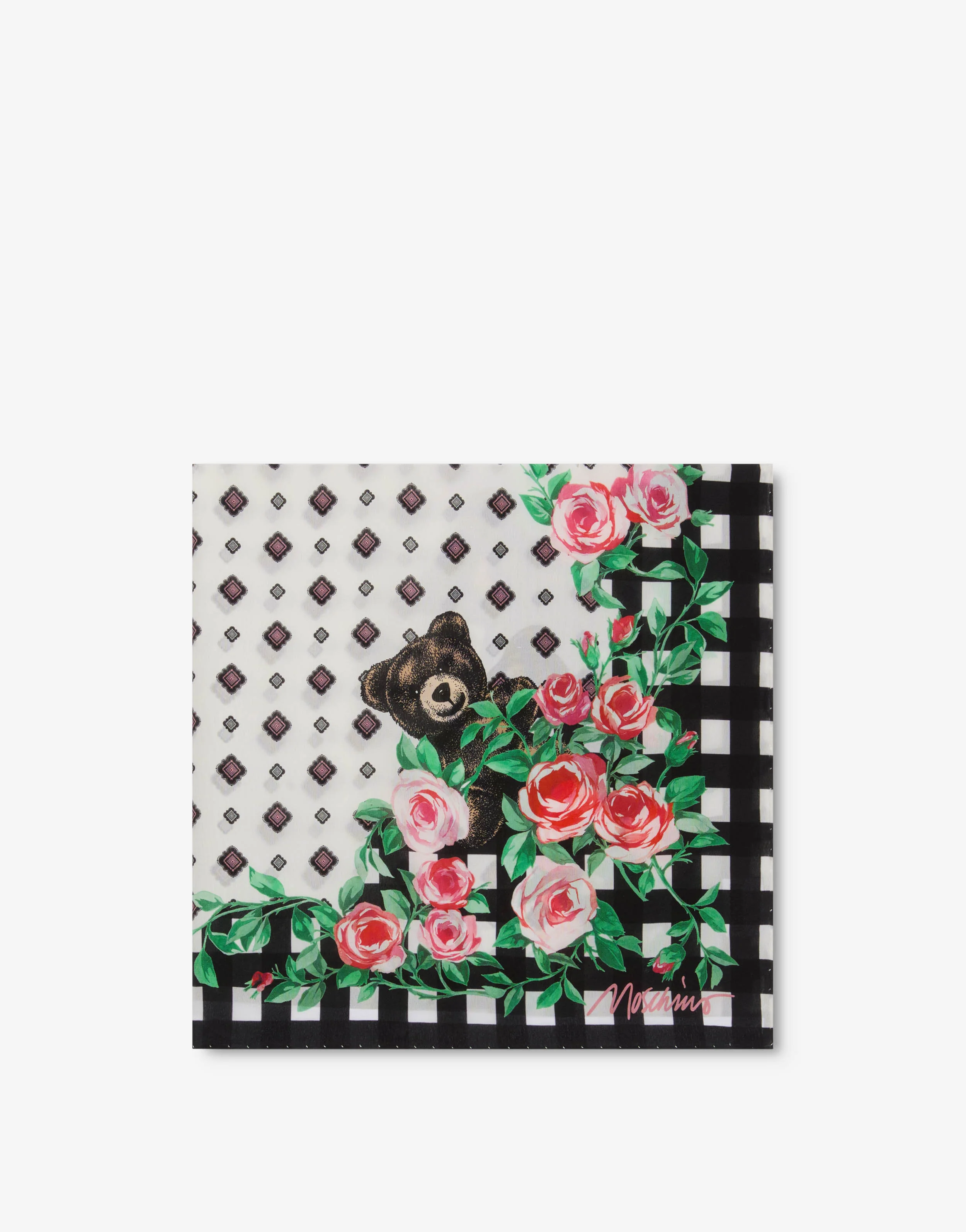 Foulard in seta stampato Moschino Teddy Bear - Image 2