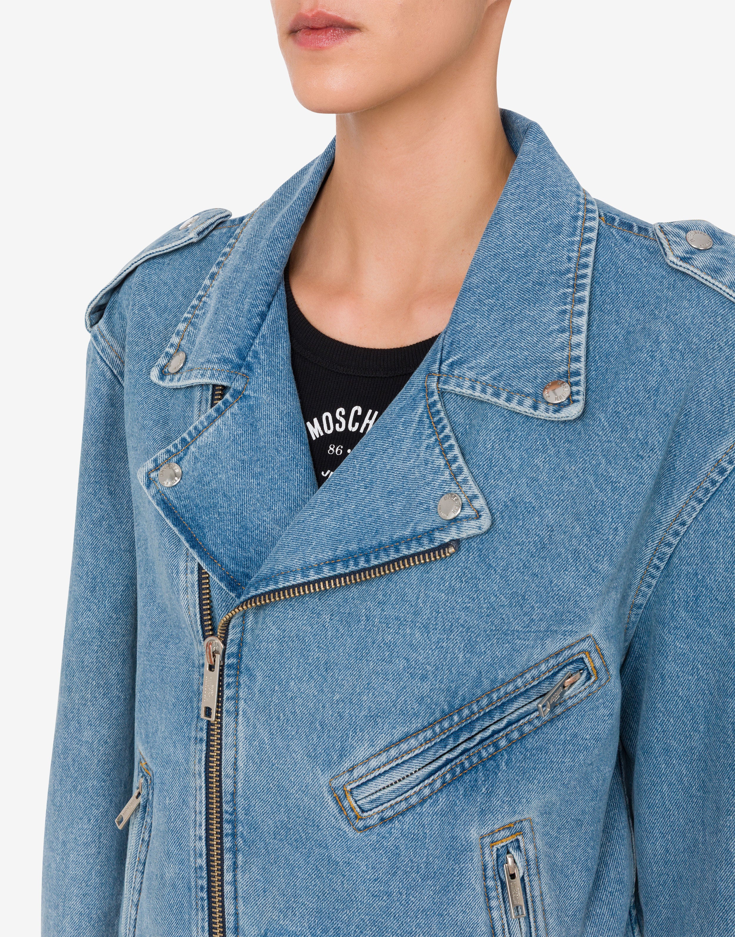 Giacca Biker in denim di cotone - Image 4