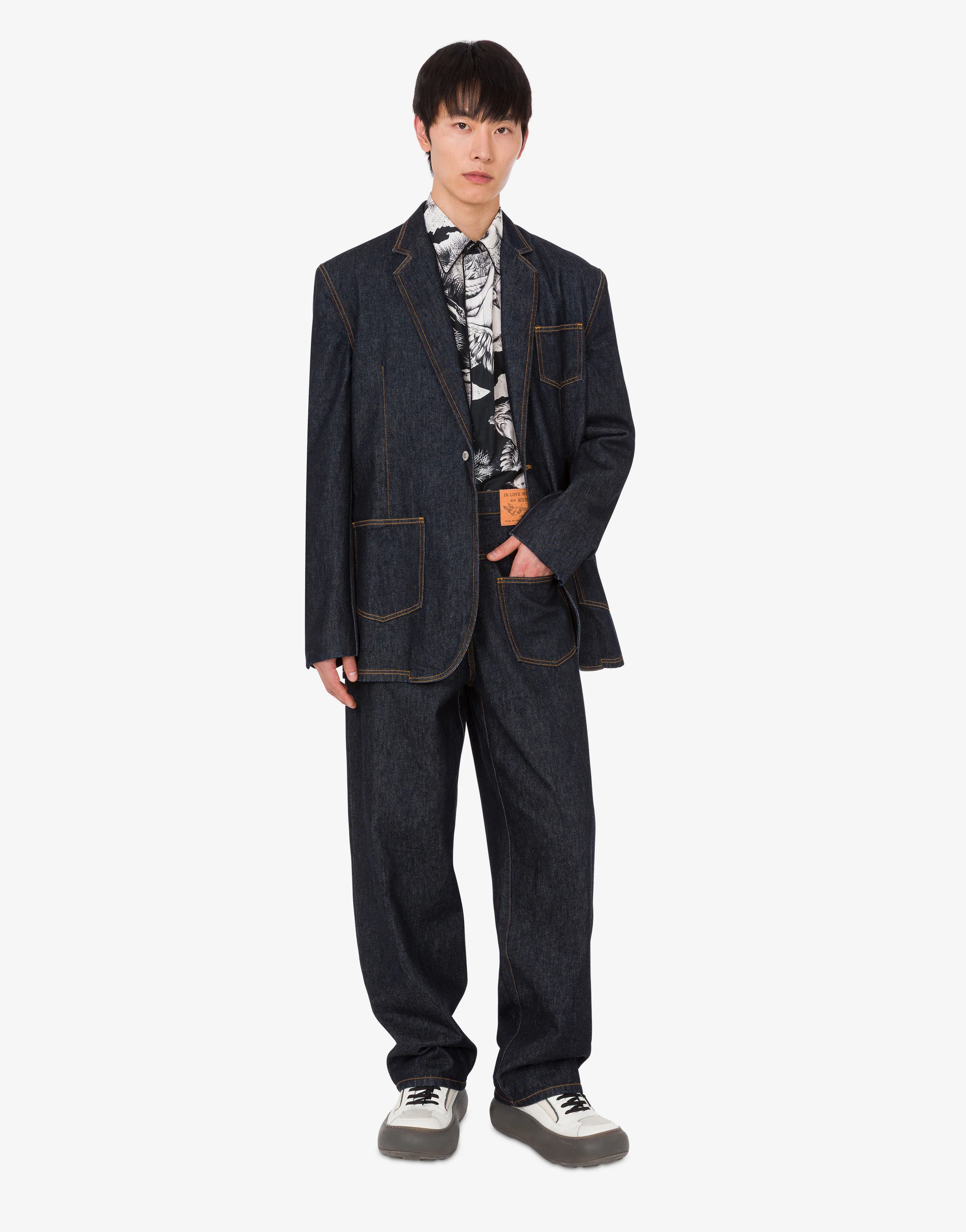 Giacca in denim blu di cotone