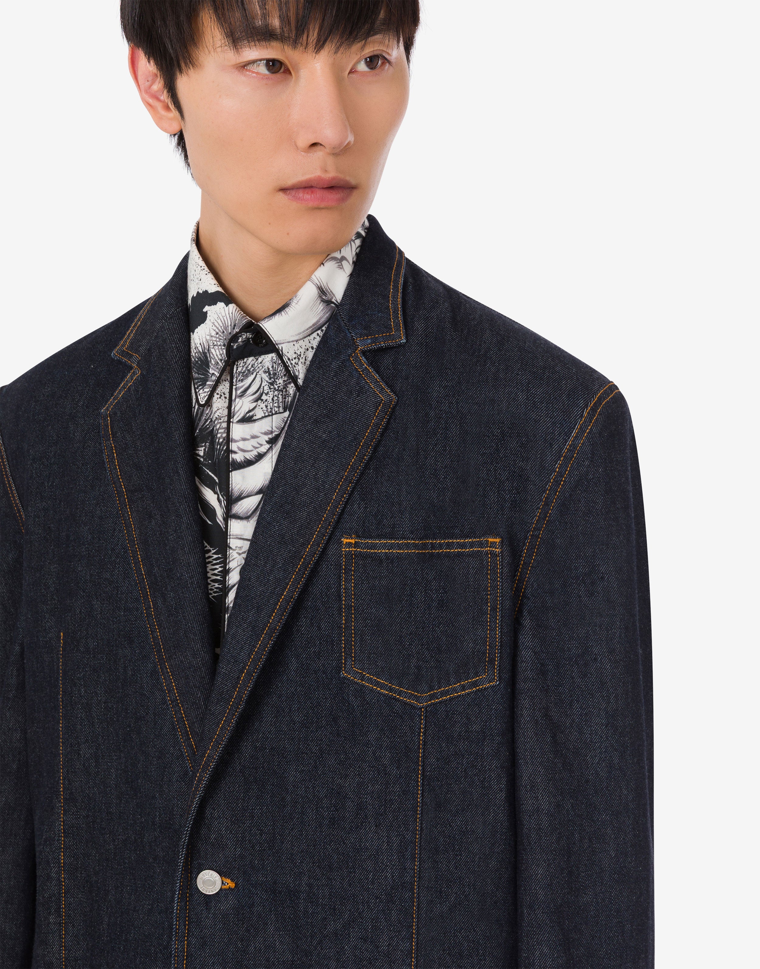 Giacca in denim blu di cotone - Image 2