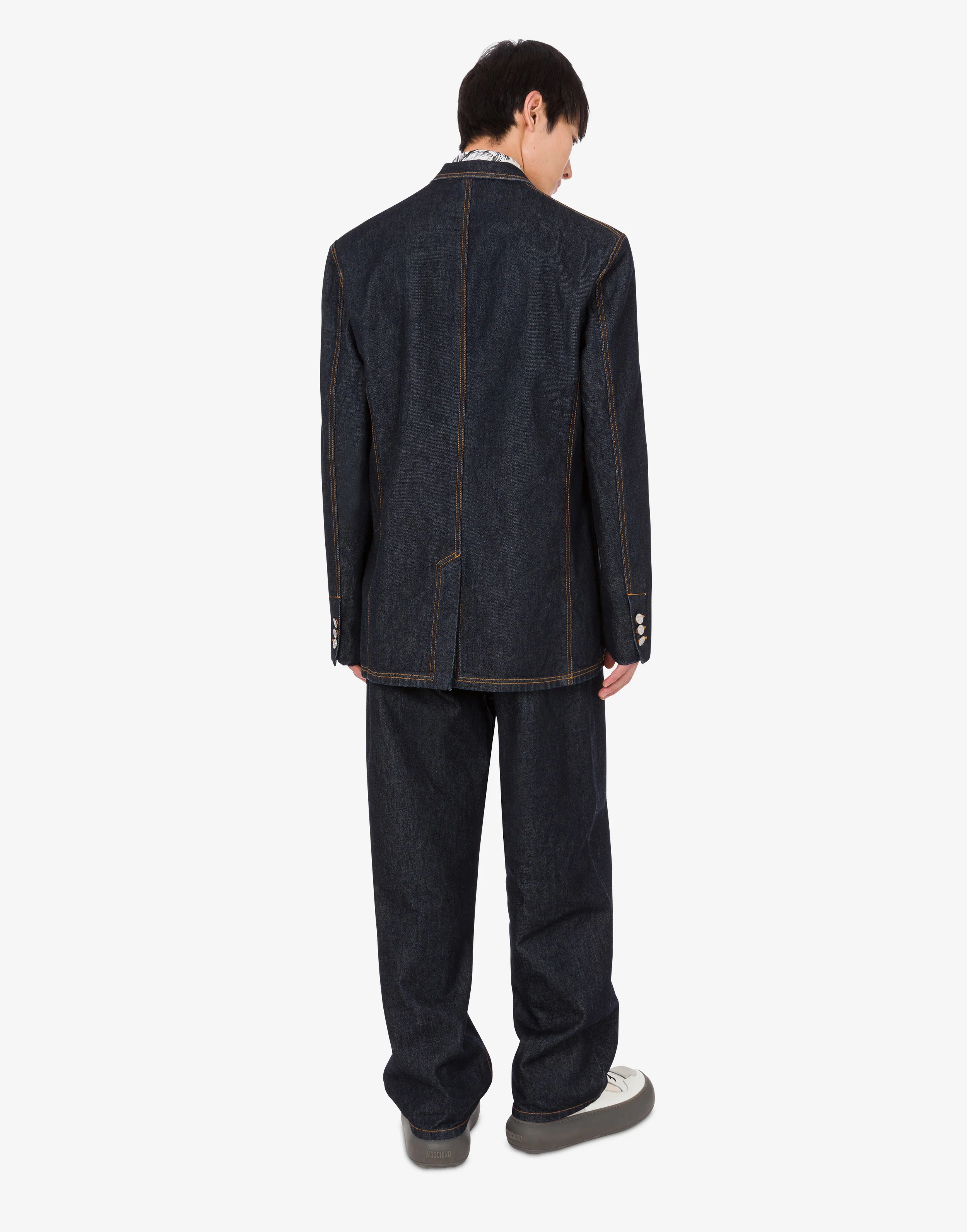 Giacca in denim blu di cotone - Image 3