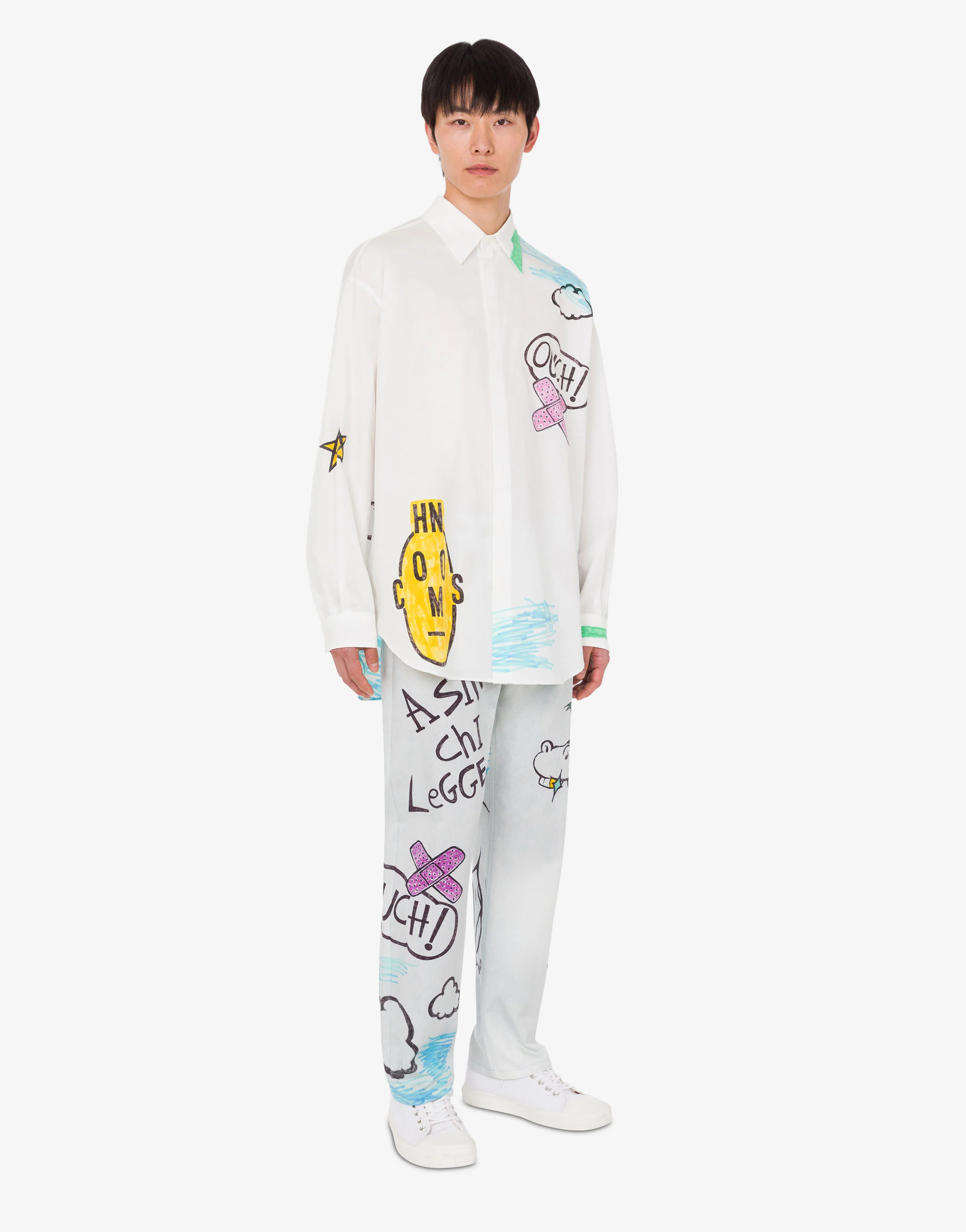 Pantalone in bull di cotone stampato