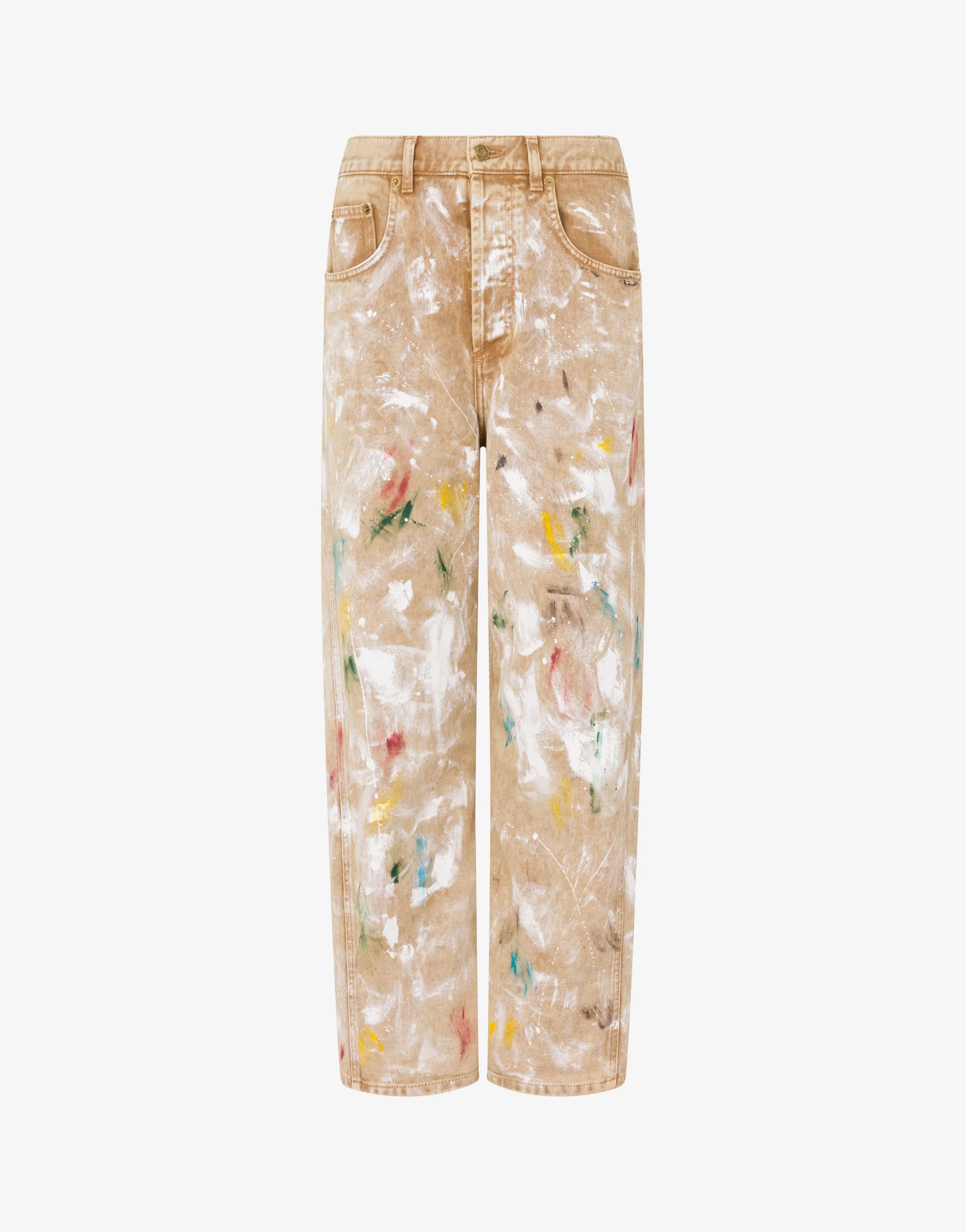 Pantalone in bull di cotone stretch stampato