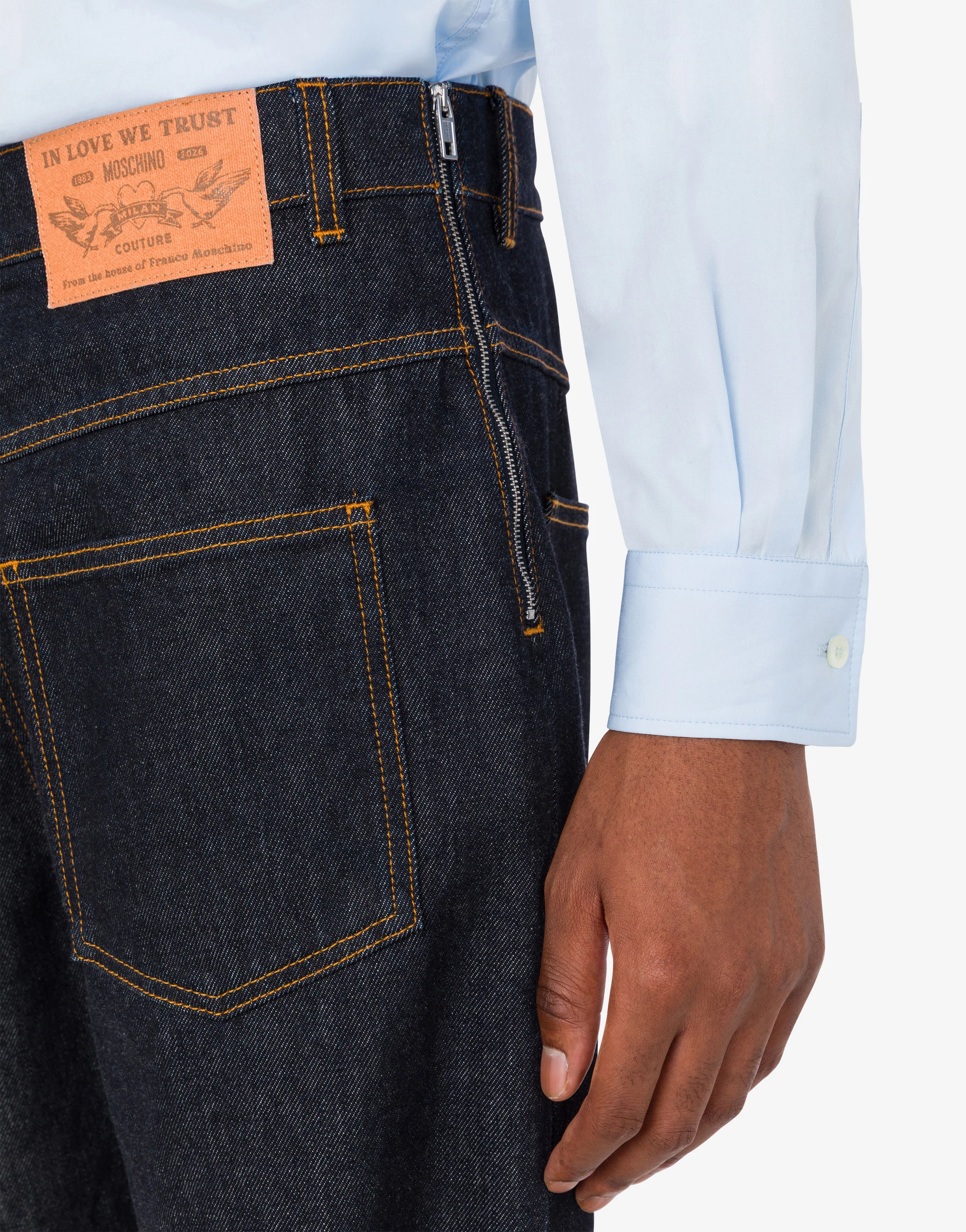 Pantalone in denim blu di cotone - Image 4