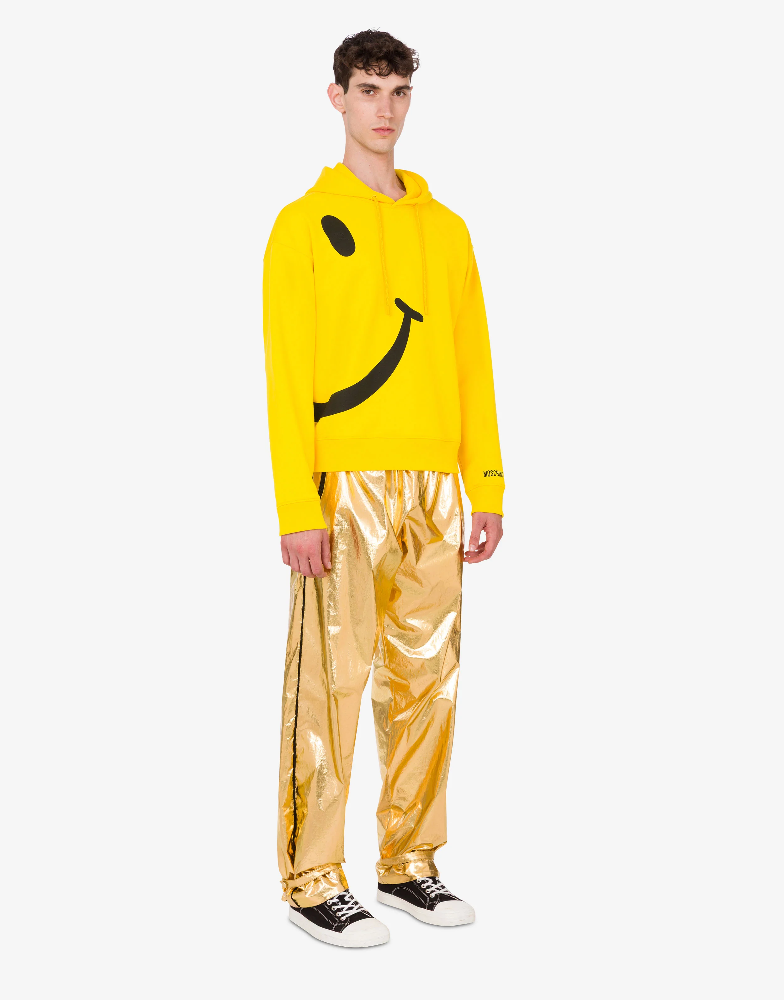 Pantalone in mussola di cotone laminata