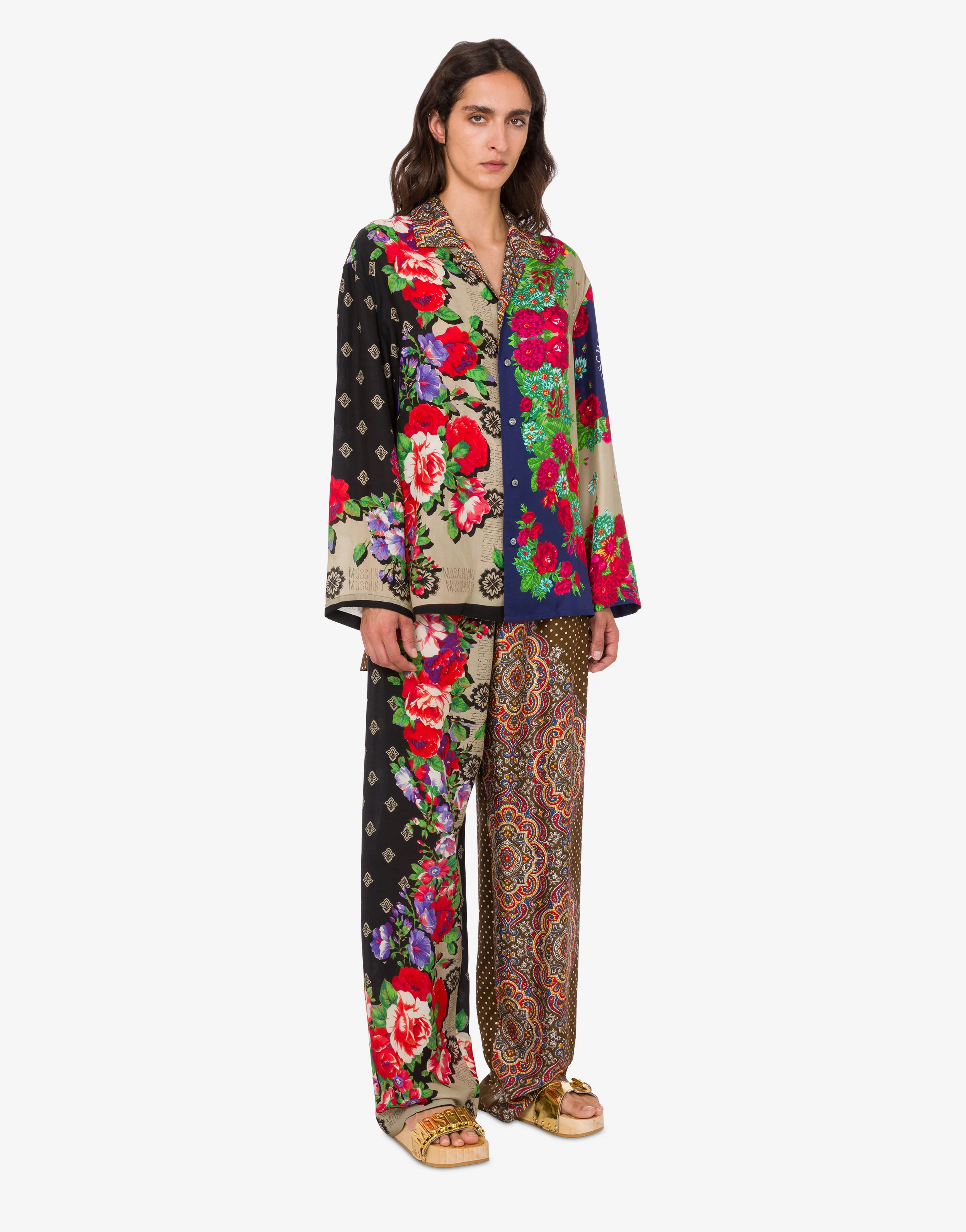 Pantalone in seta stampato