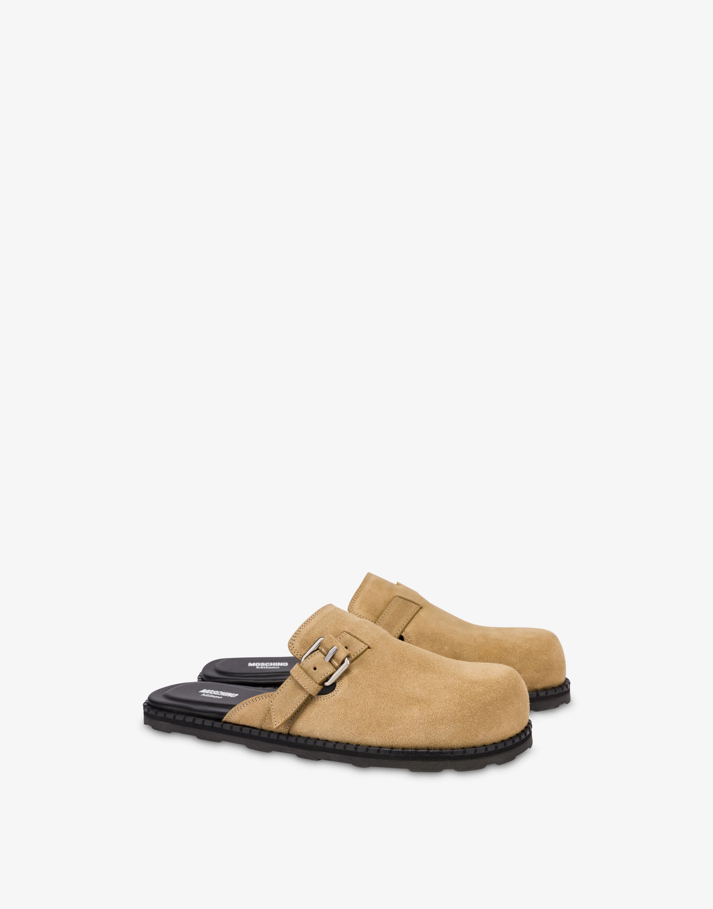 Sabot in suede con cinturino