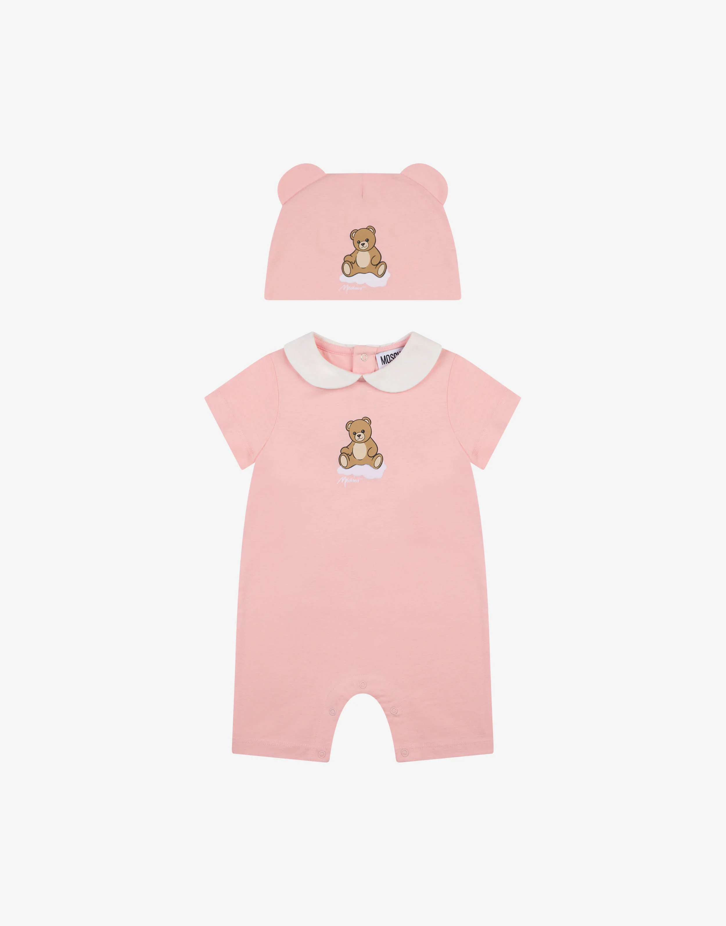 Set tutina e cappellino in jersey di cotone Moschino Teddy Bear