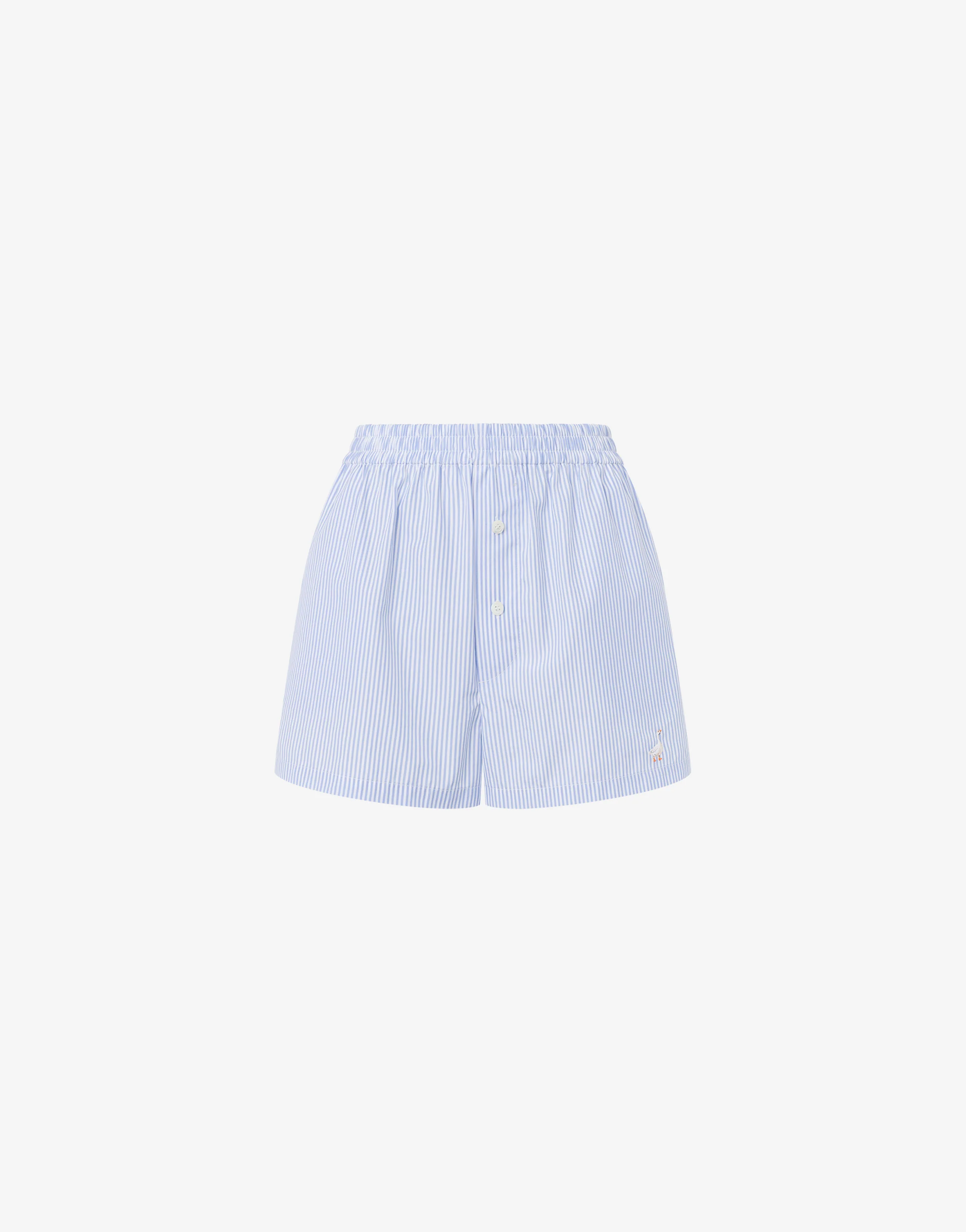 Short in popeline rigato Goose Embroidery