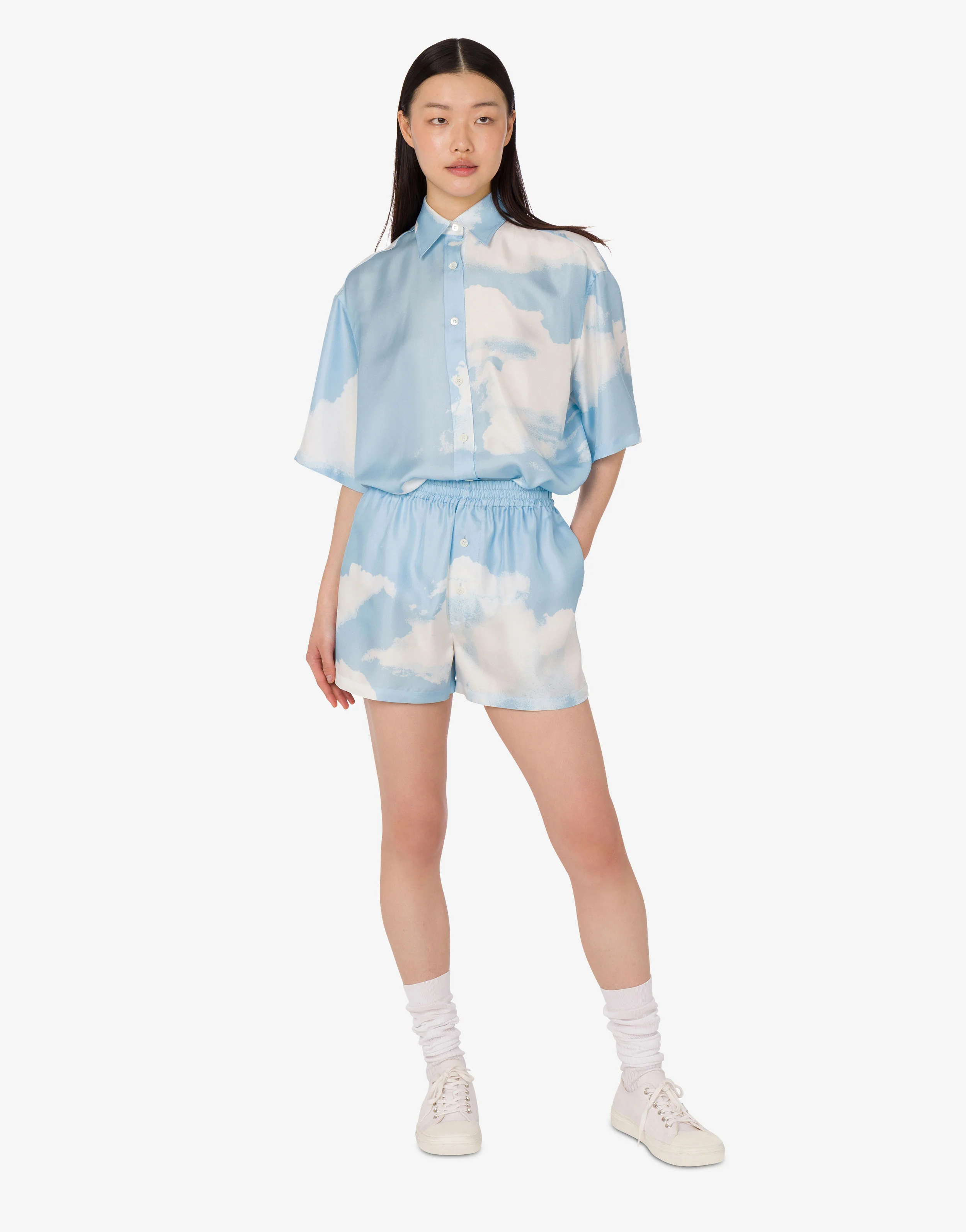 Short in twill di seta Archive Clouds - Image 2