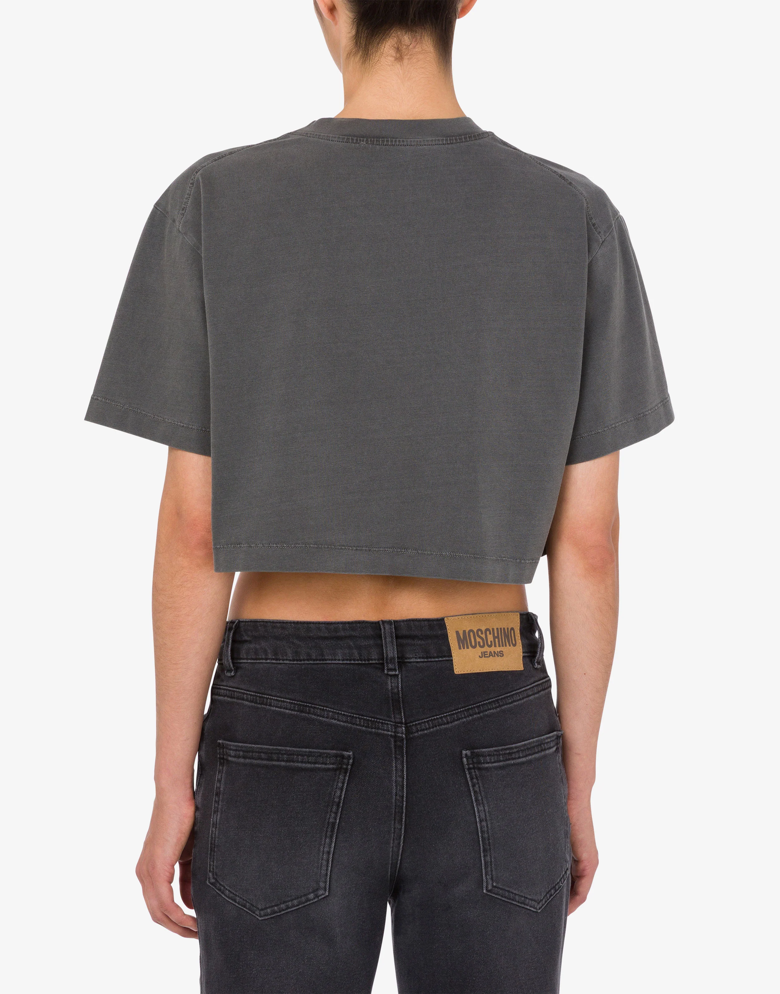 T-shirt crop in jersey di cotone ricamata - Image 3