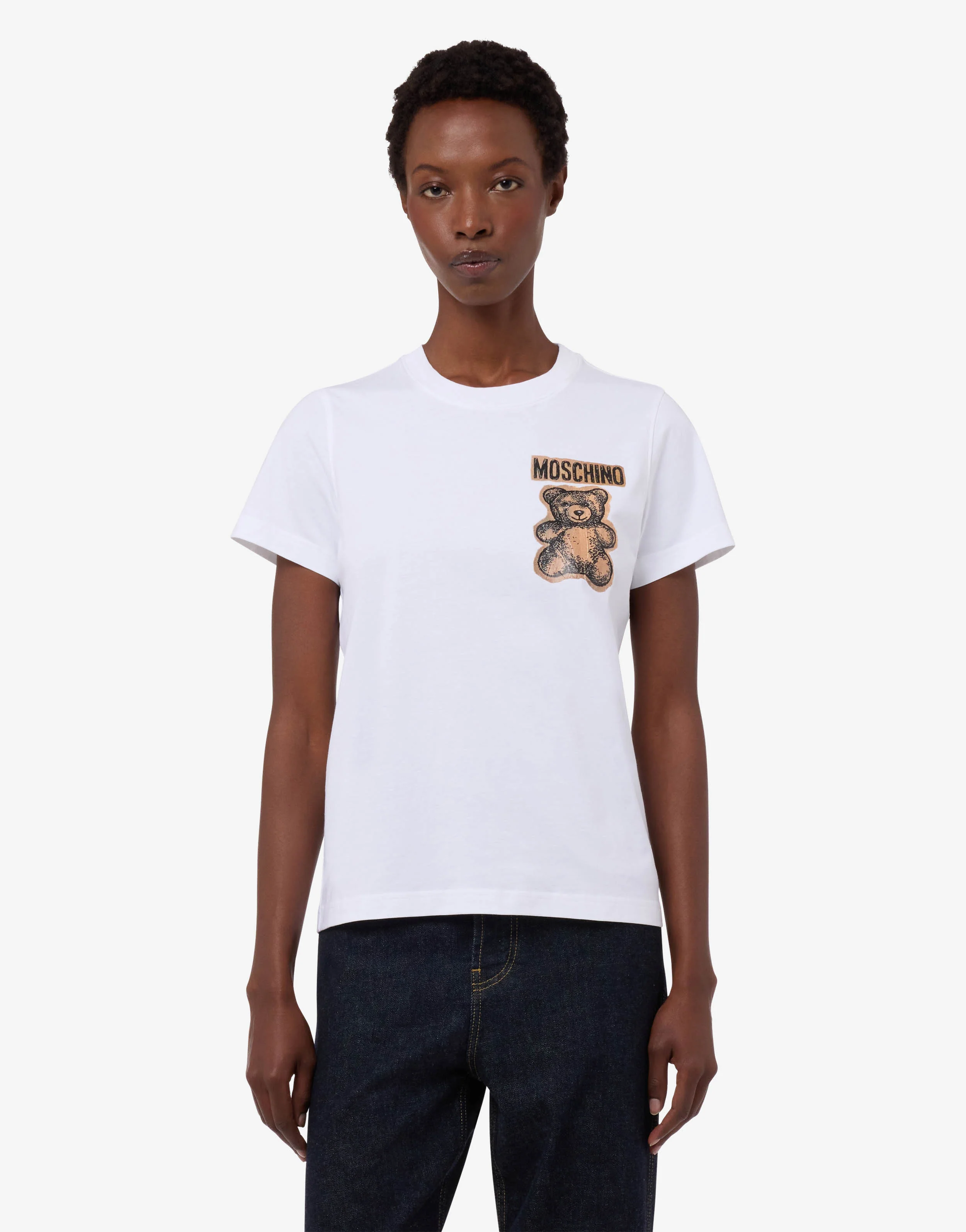 T-shirt in jersey di cotone organico Moschino Teddy Bear