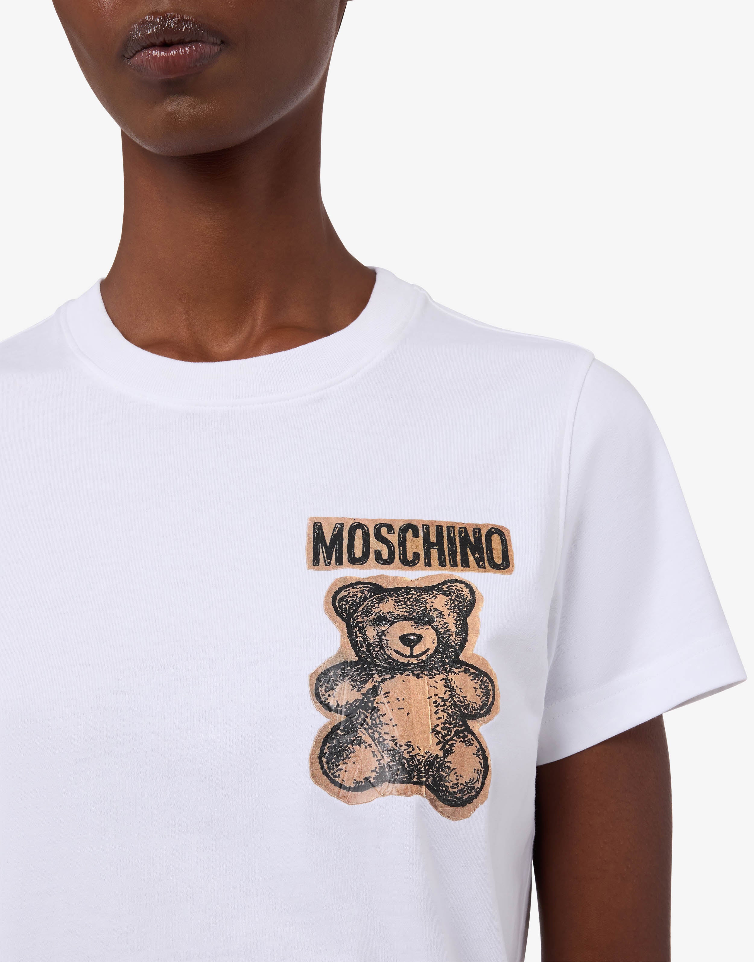 T-shirt in jersey di cotone organico Moschino Teddy Bear - Image 3