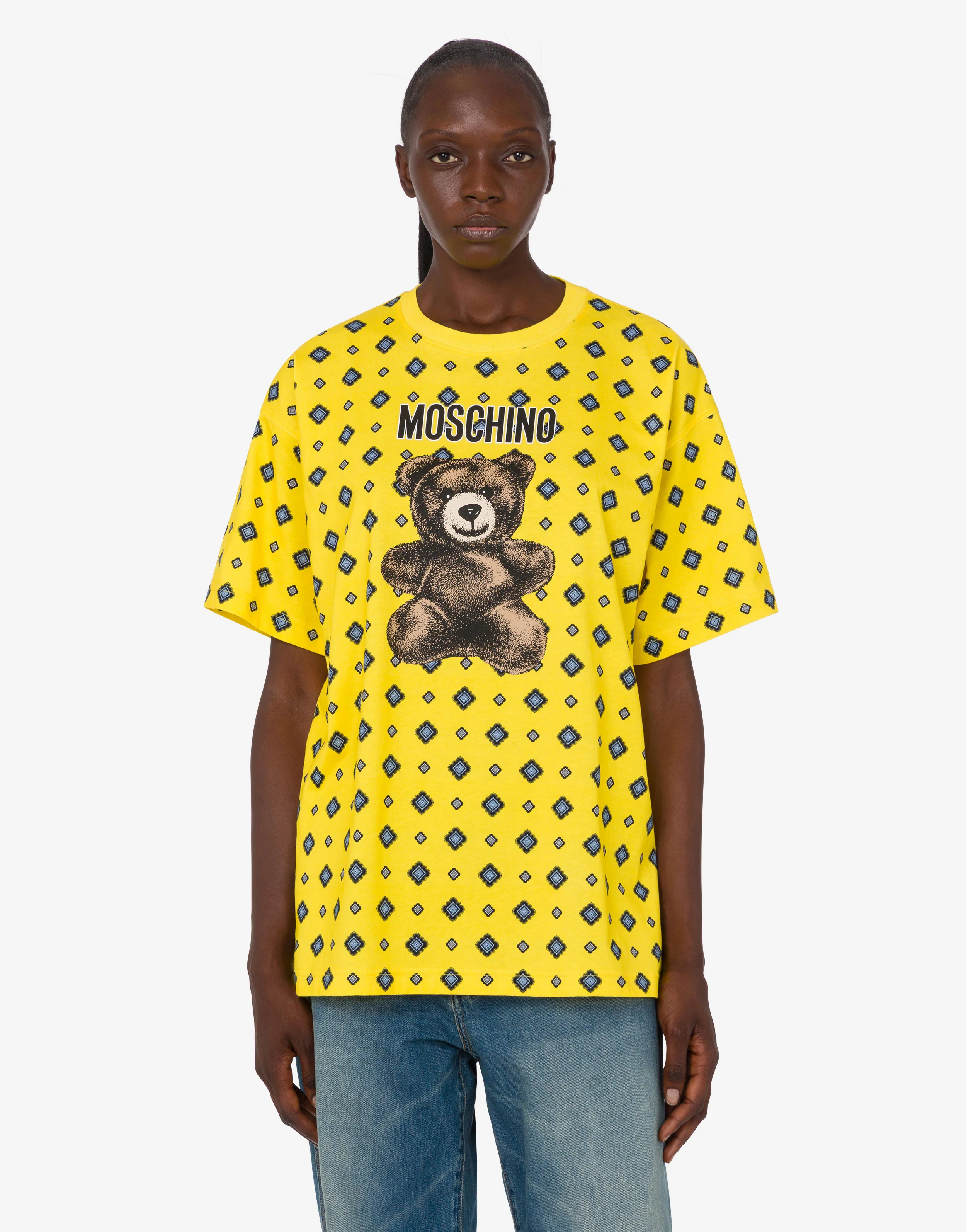 T-shirt in jersey di cotone organico Moschino Teddy Bear