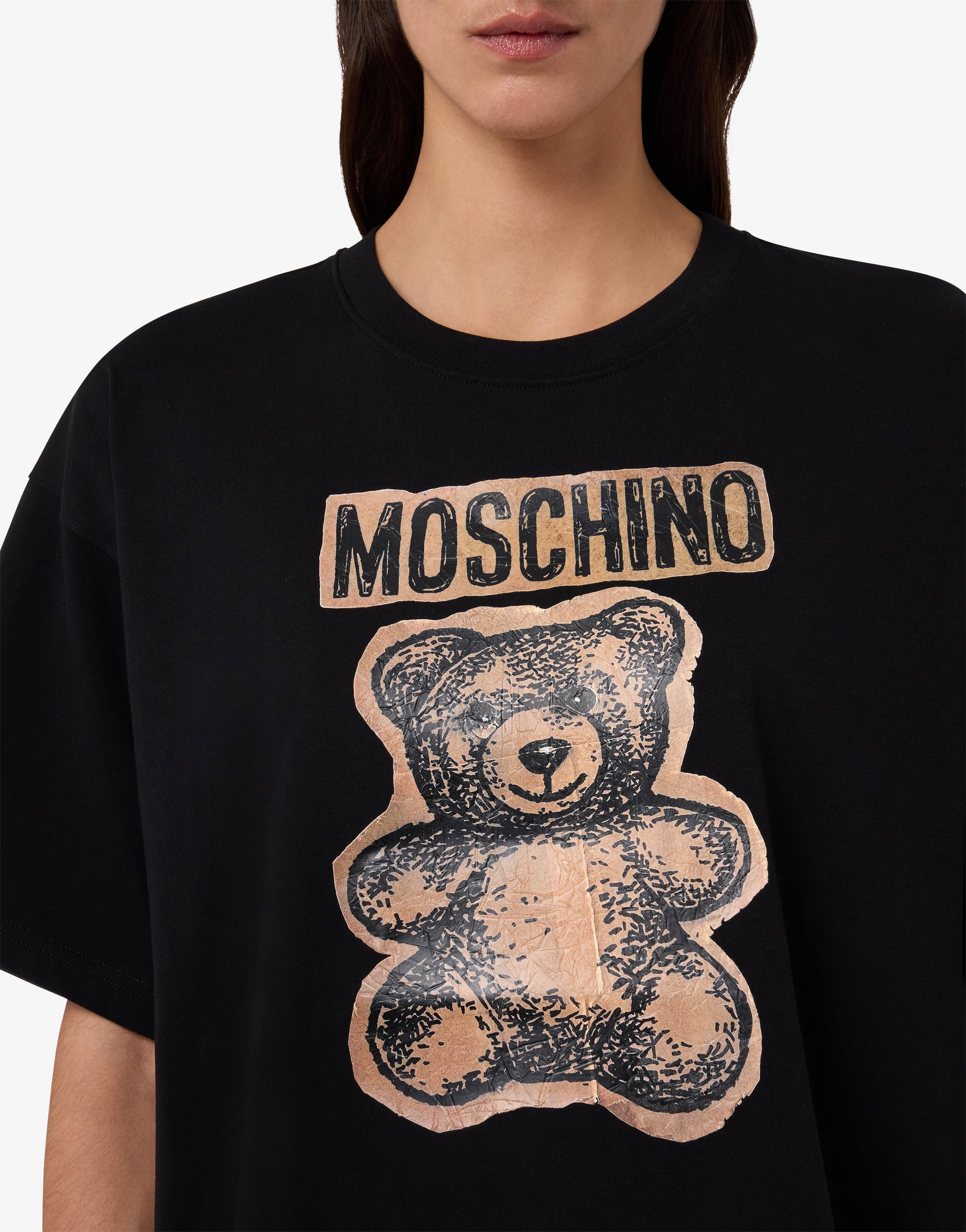 T-shirt in jersey di cotone organico Moschino Teddy Bear - Image 3