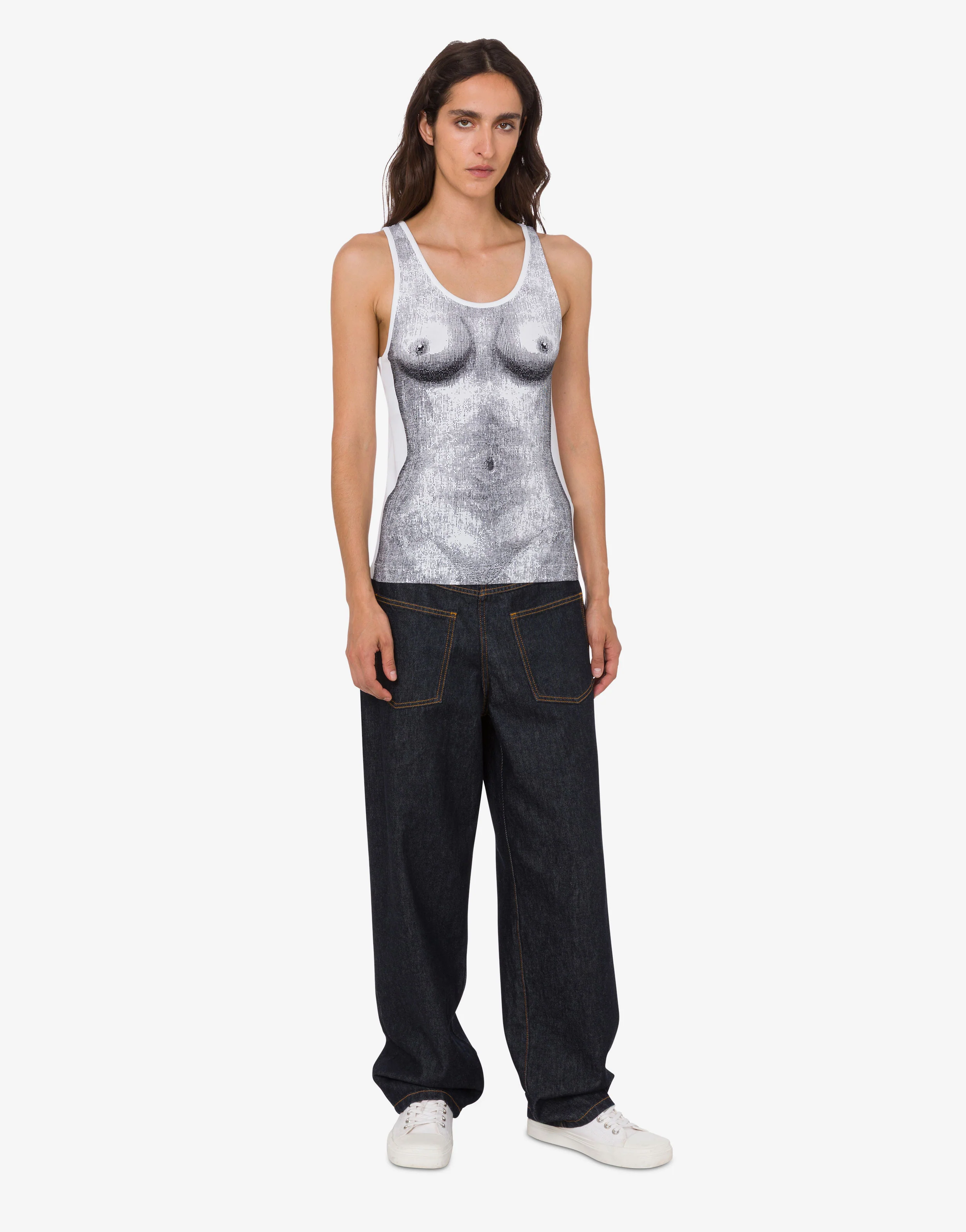 Top in jersey di cotone stretch stampato - Image 3
