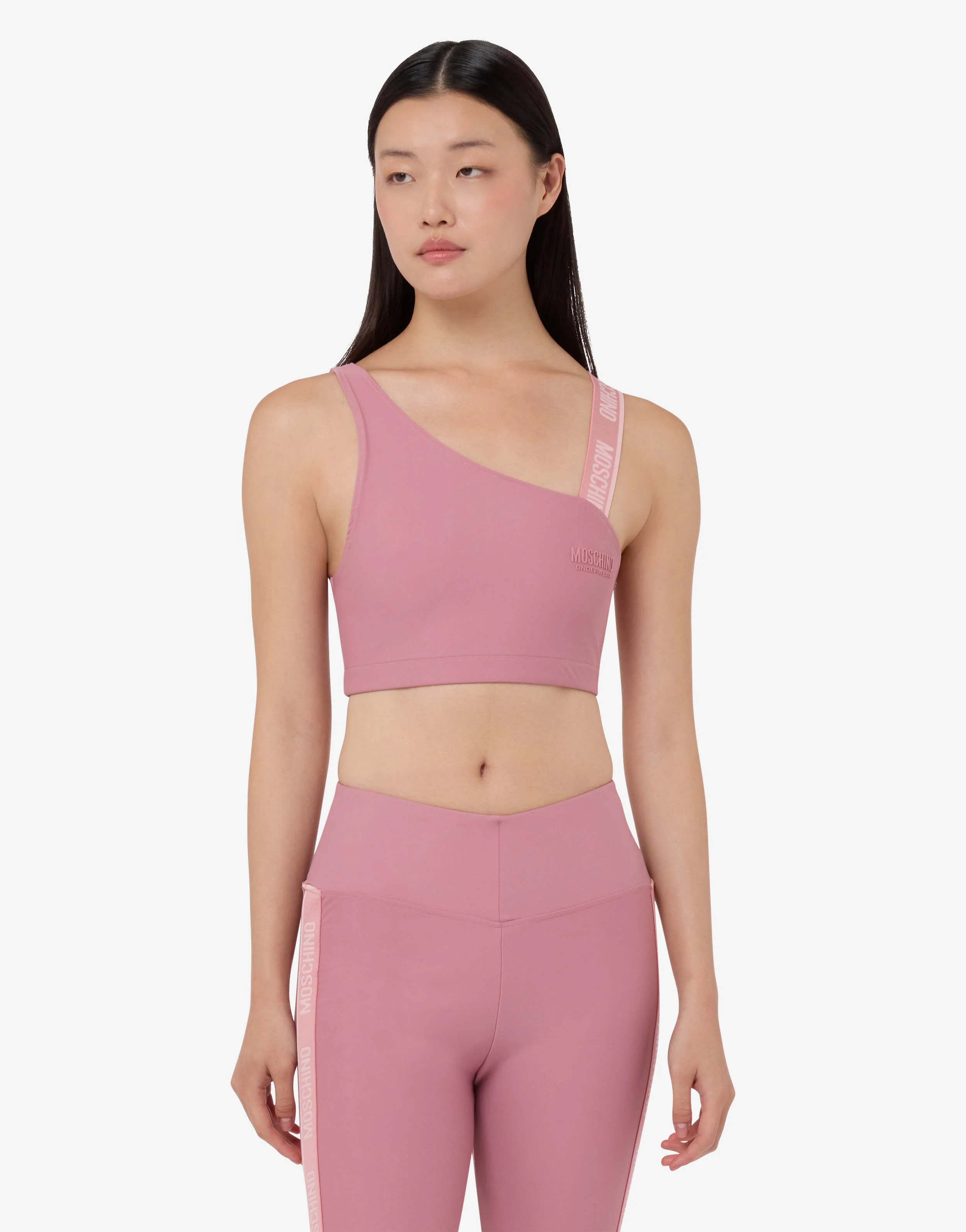 Top sportivo crop in tessuto tecnico