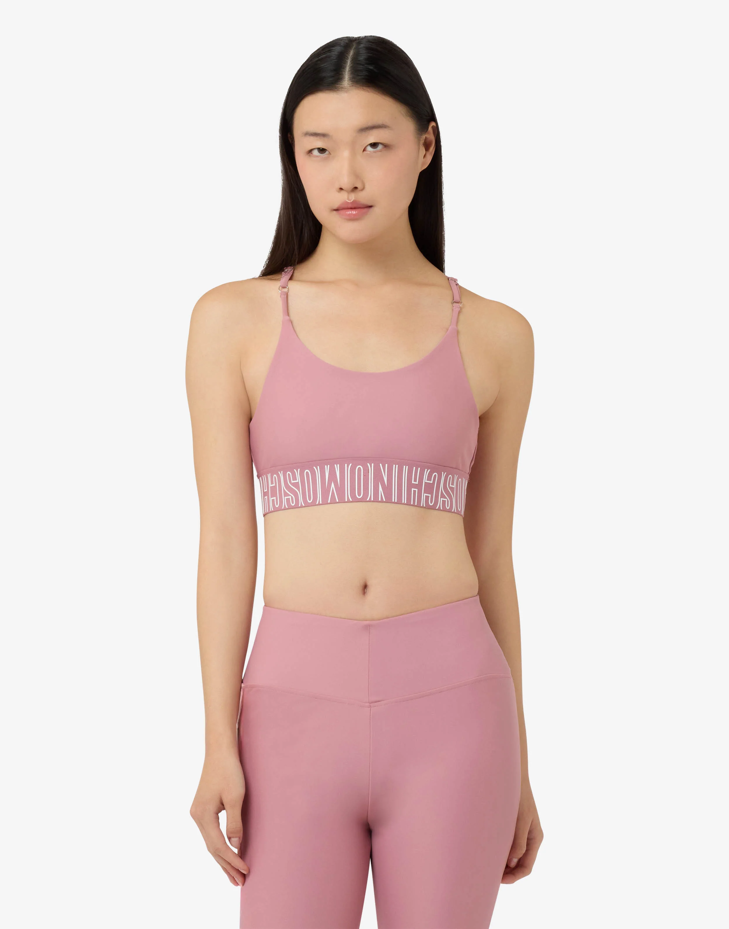 Top sportivo crop in tessuto tecnico